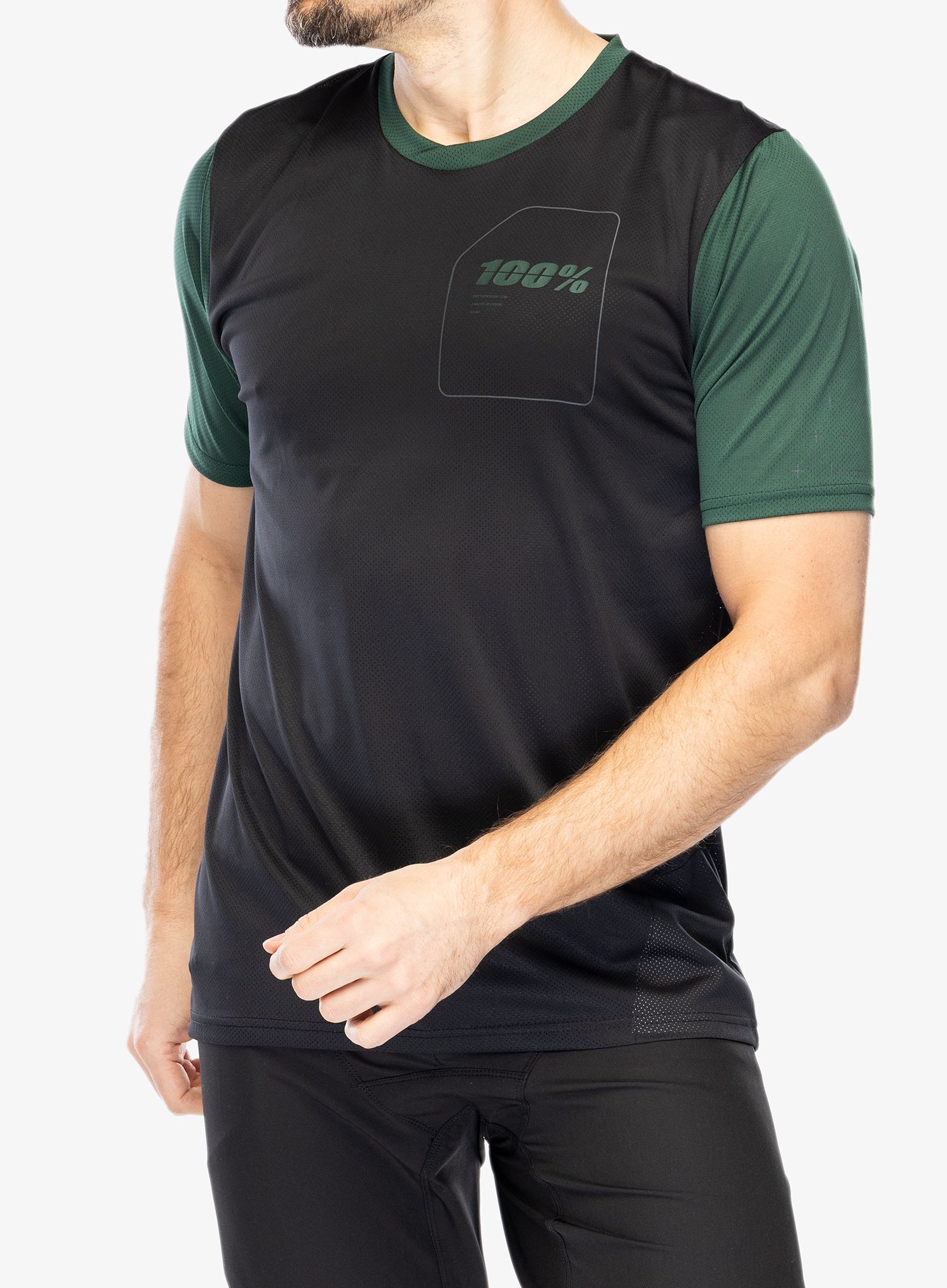 Biciklistička majica 100% Ridecamp Jersey - black/forest green