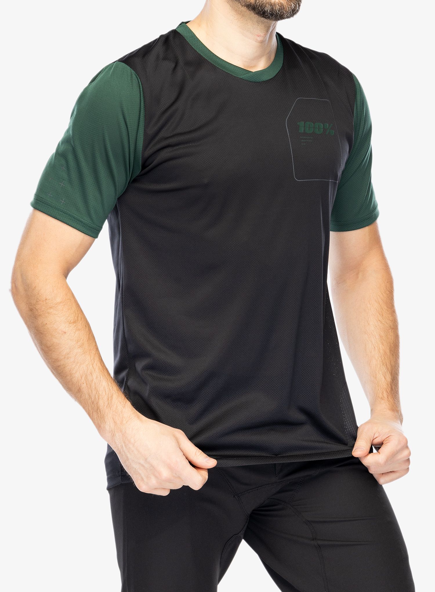 Biciklistička majica 100% Ridecamp Jersey - black/forest green