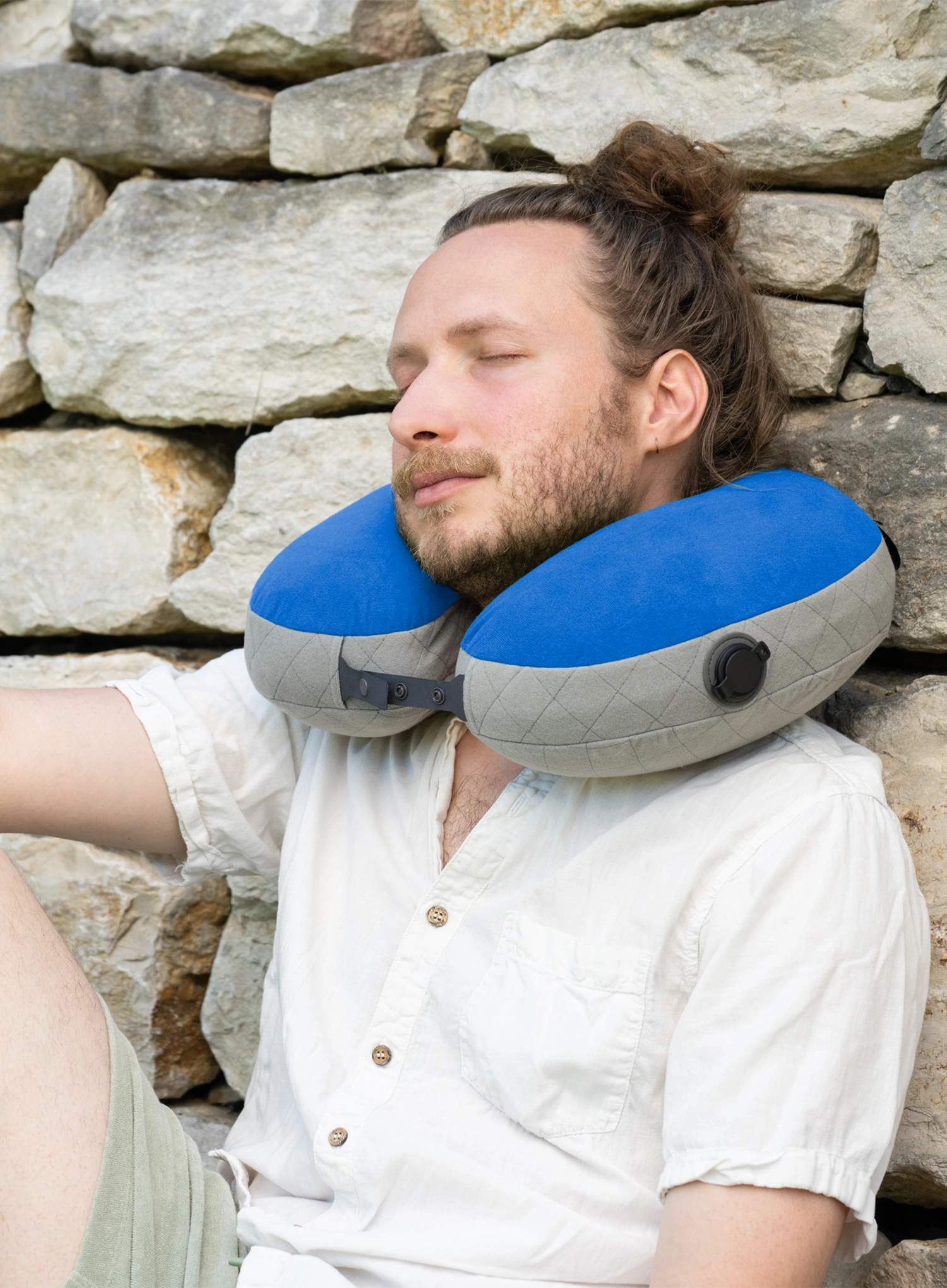 Putni jastuk Cocoon U-Shaped Down Neck Pillow - true blue/grey