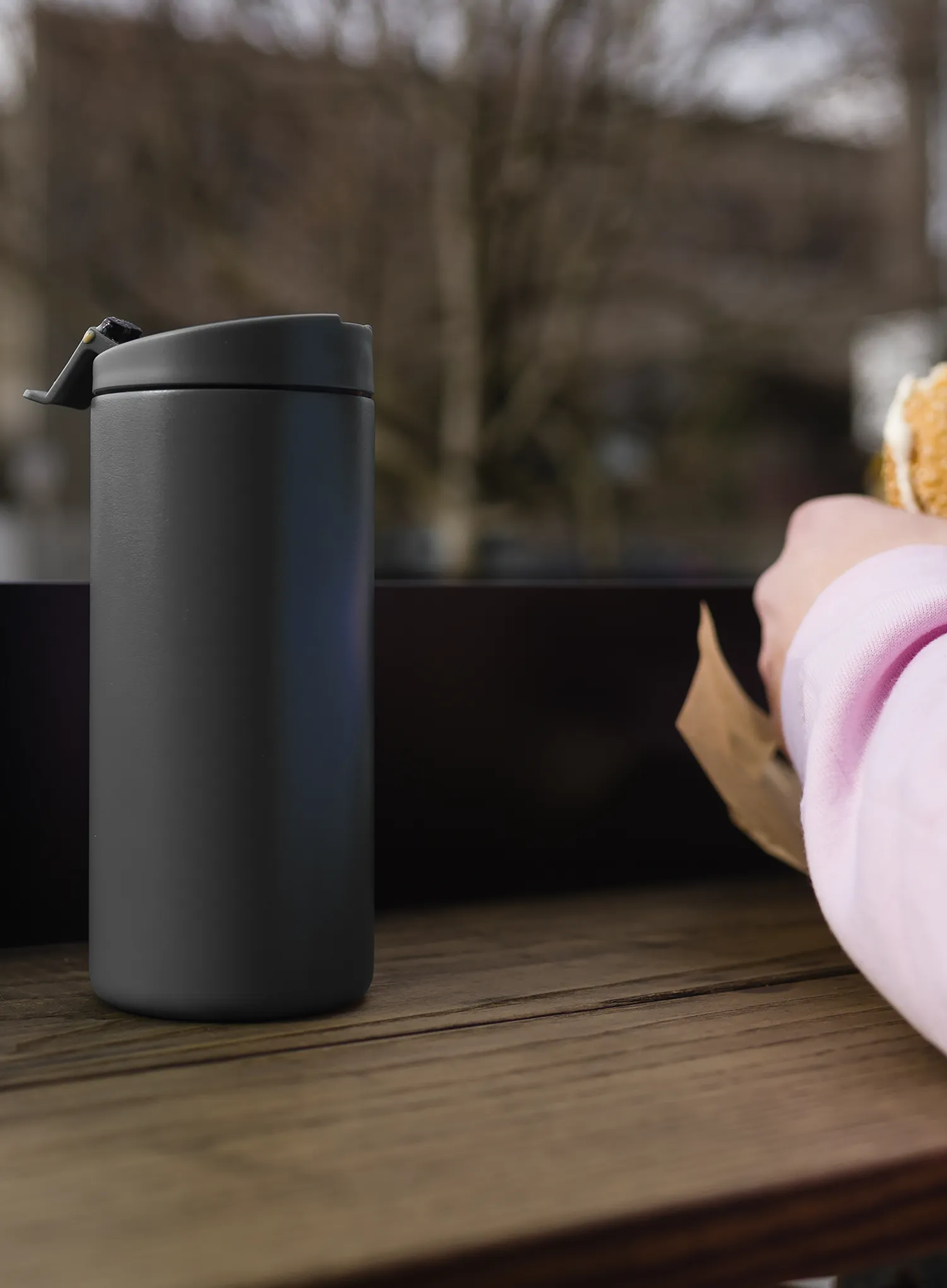 Termo šalica MiiR Flip Traveler 12 oz (355 ml) - basal gray