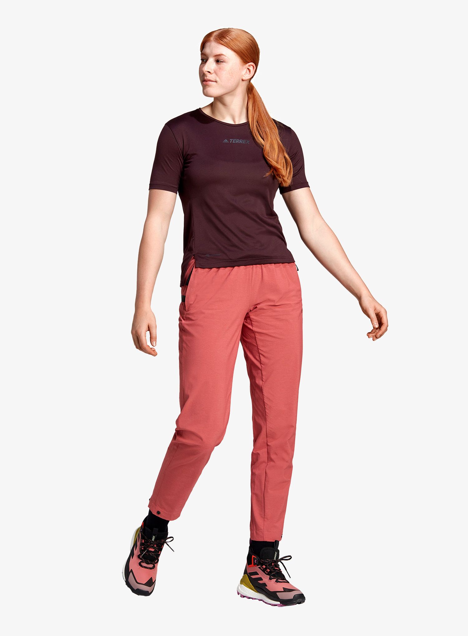 Ženske planinarske hlače adidas TERREX Liteflex Hiking Tracksuit Bottoms - wonder red
