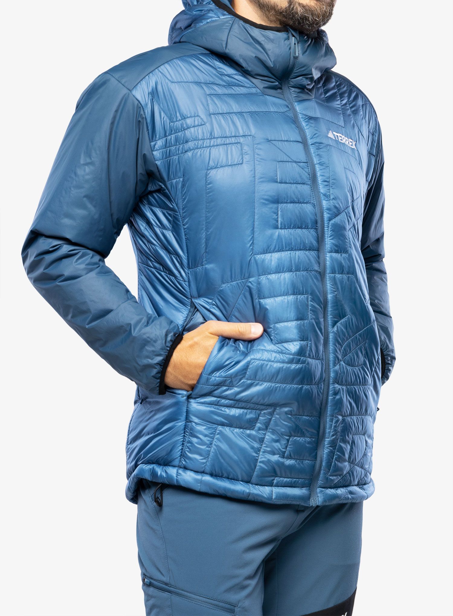Jakna s postavom adidas TERREX Xperior Varilite PrimaLoft Hooded Jacket - wonder steel