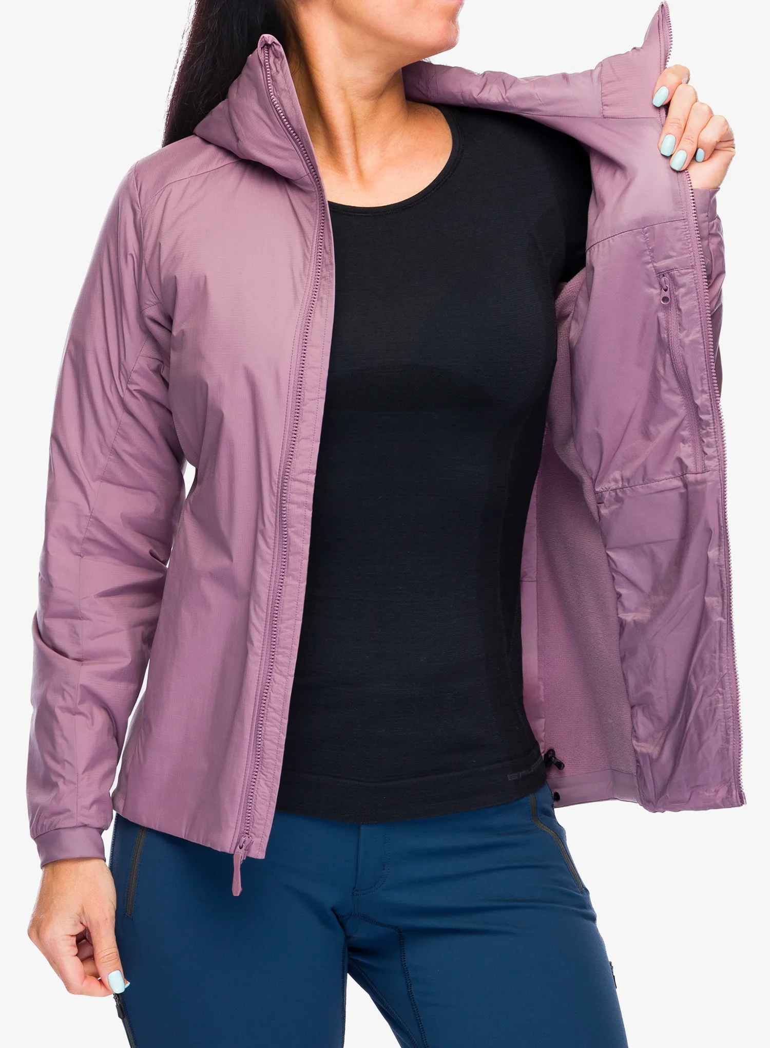 Jakna s postavom ženska Arcteryx Atom Hoody - interstellar