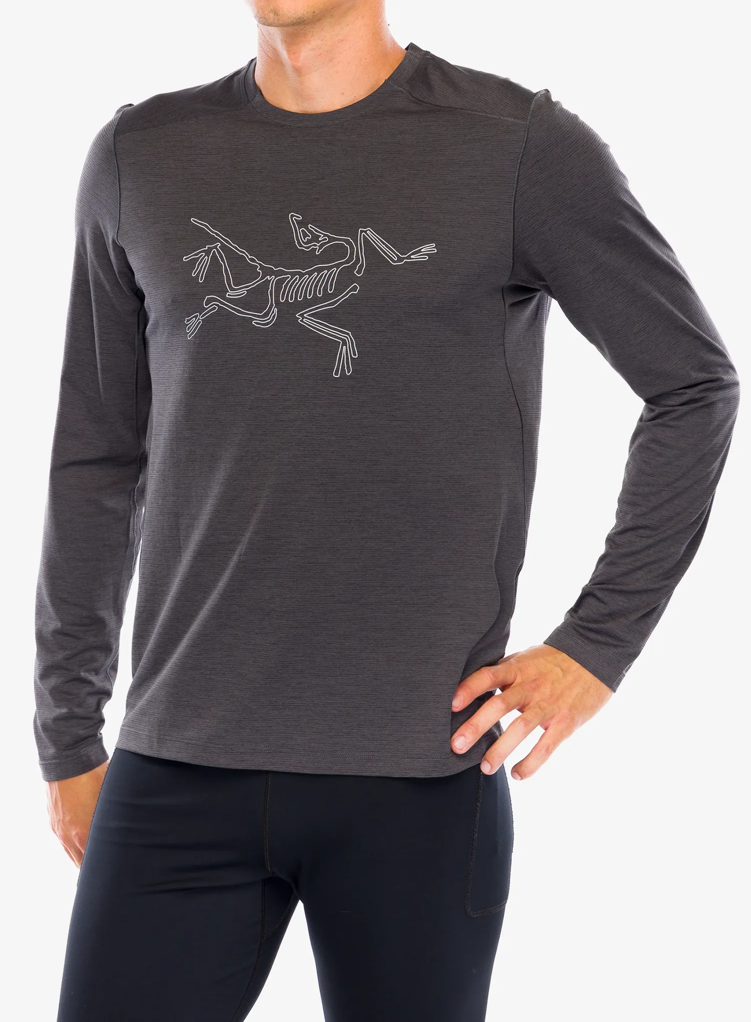 Dukserica za trčanje Arcteryx Cormac Logo LS - black heather/solitude