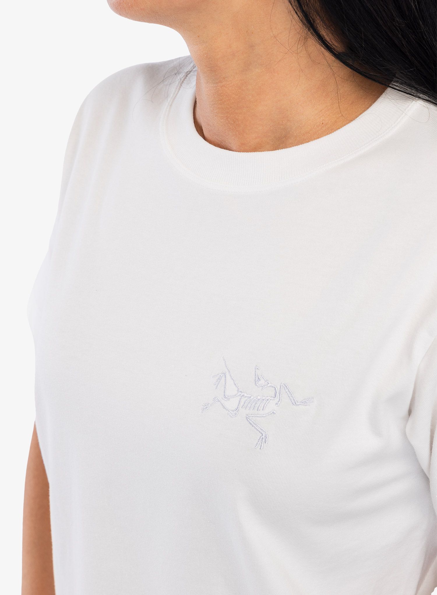 Ženska penjačka majica Arcteryx Kragg Cotton Little Bird Crew SS - white light/white