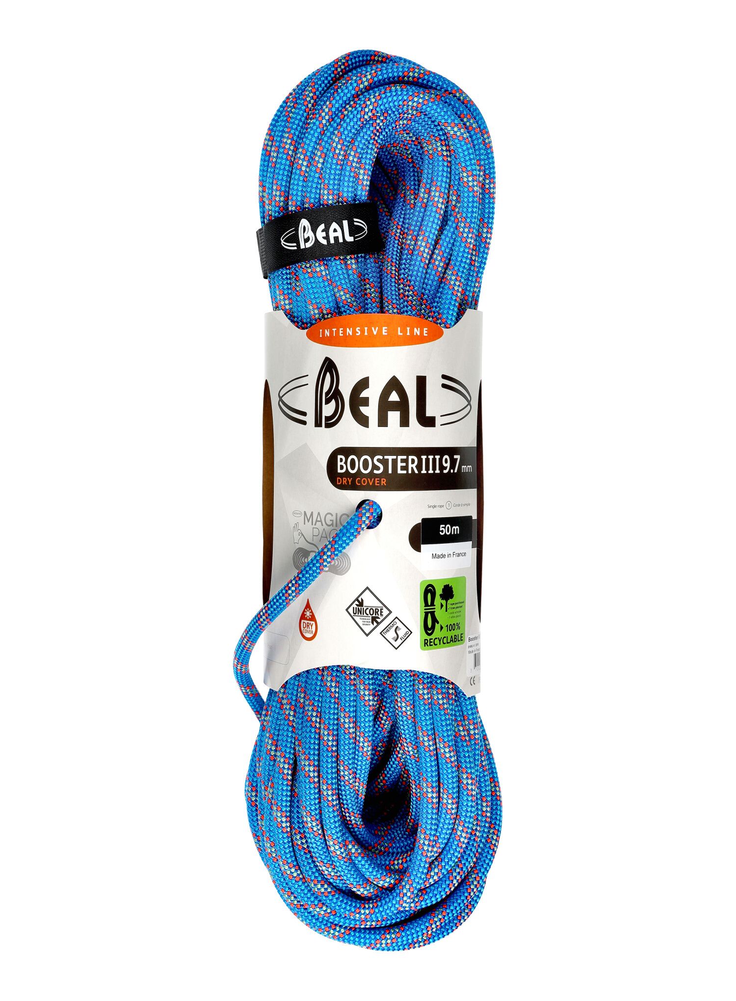 Uže za penjanje Beal Booster III 9,7 mm 50 m Unicore Dry Cover - blue