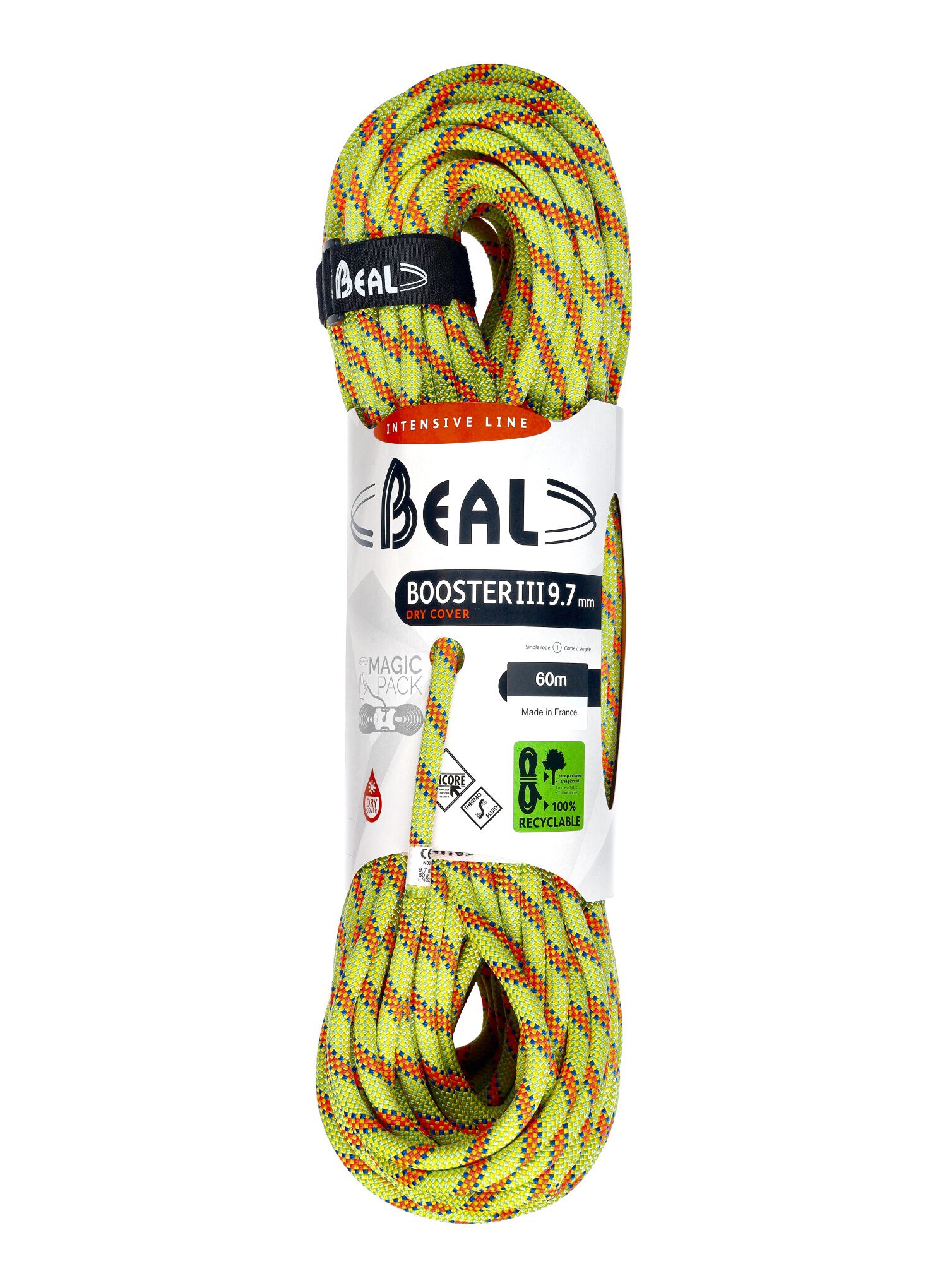 Uže za penjanje Beal Booster III 9,7 mm 60 m Unicore Dry Cover - anis
