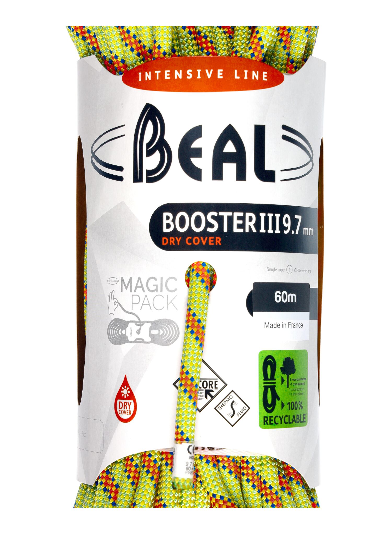 Uže za penjanje Beal Booster III 9,7 mm 60 m Unicore Dry Cover - anis