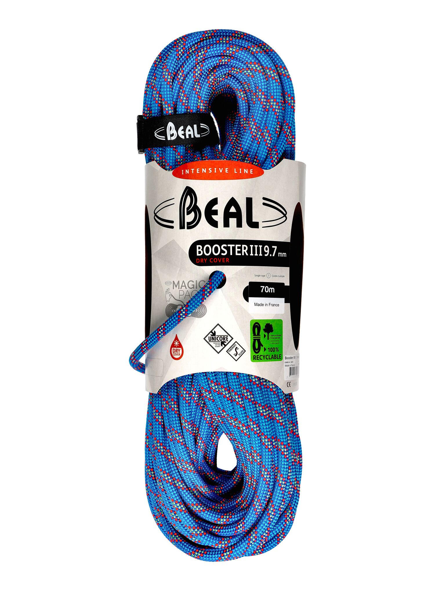 Uže za penjanje Beal Booster III 9,7 mm 70m Unicore Dry Cover - blue