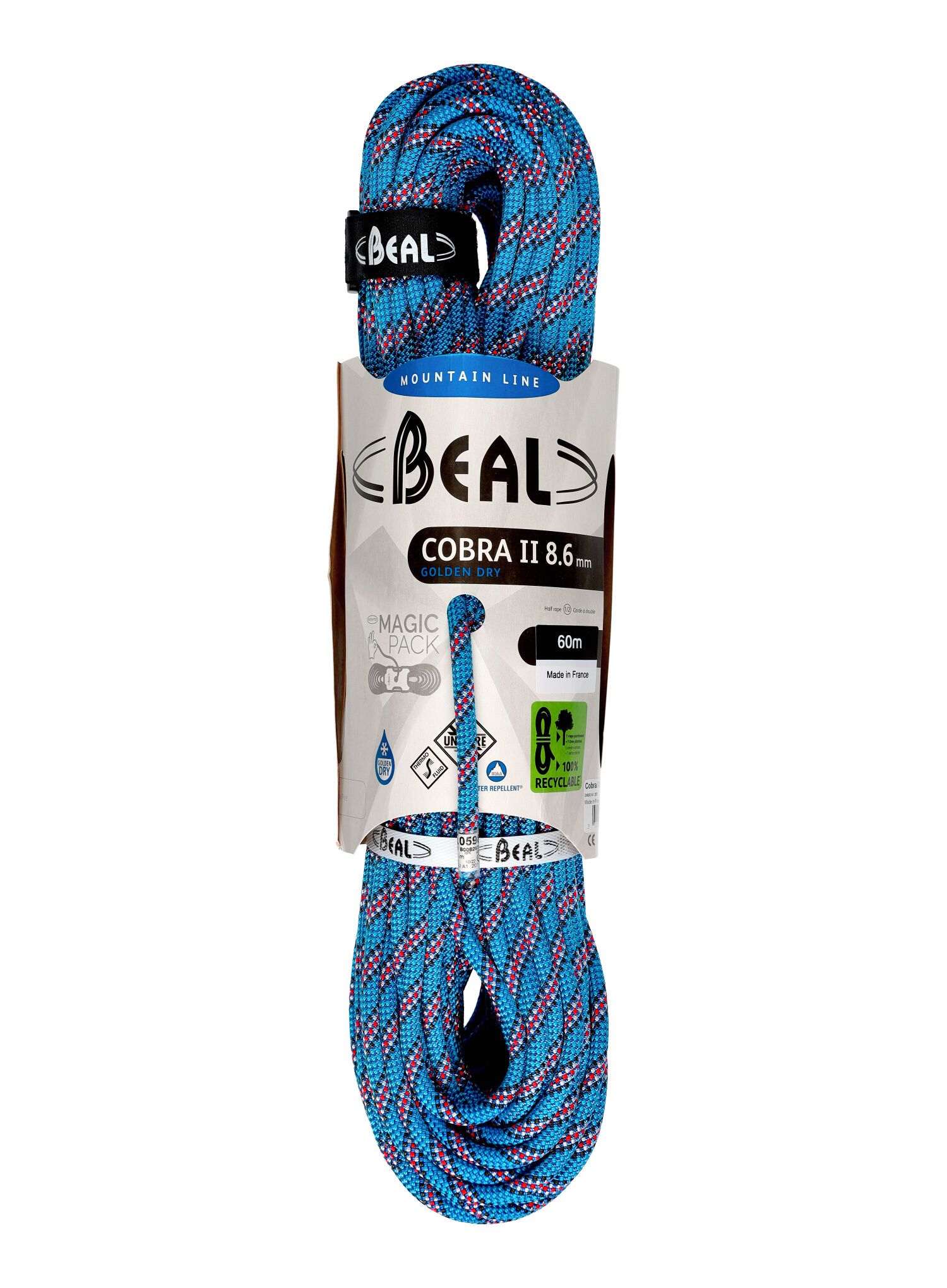 Dvojno uže Beal Cobra II Unicore Golden Dry 8,6 mm 2 x 60 m - blue/green