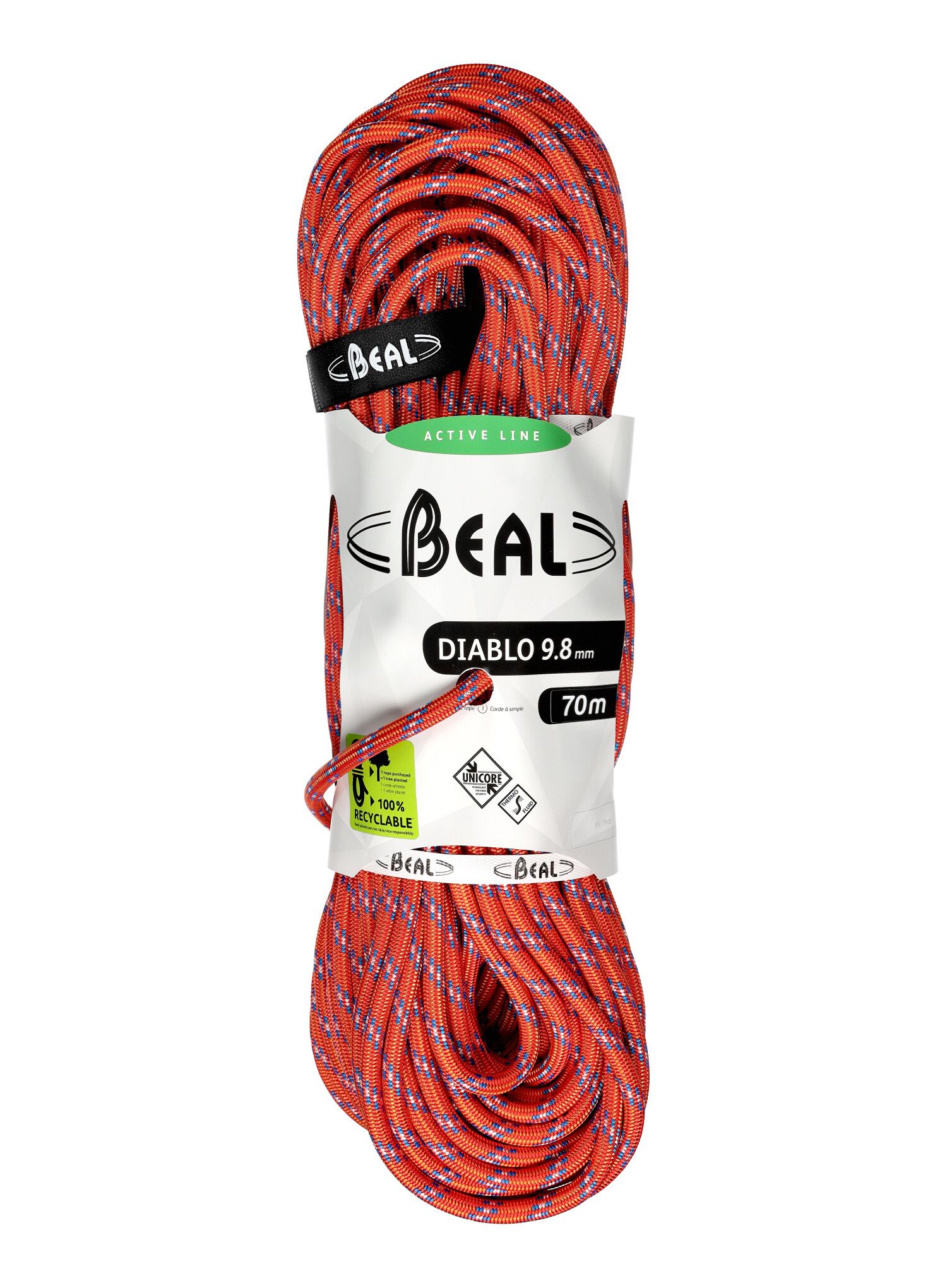Uže za penjanje Beal Diablo 9,8 mm 70 m Unicore - red