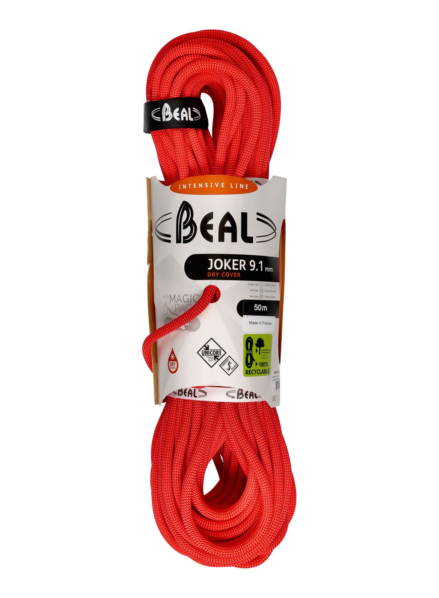 Uže za penjanje Beal Joker 9,1 mm 50 m Unicore Dry Cover - orange