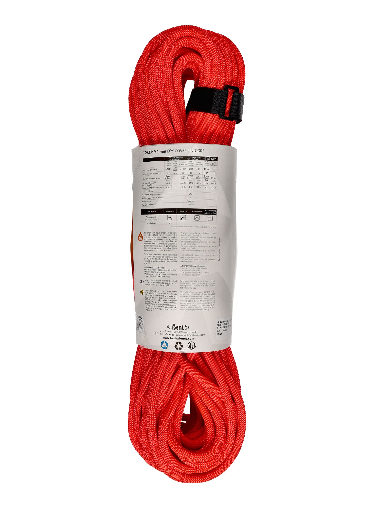 Uže za penjanje Beal Joker 9,1 mm 50 m Unicore Dry Cover - orange