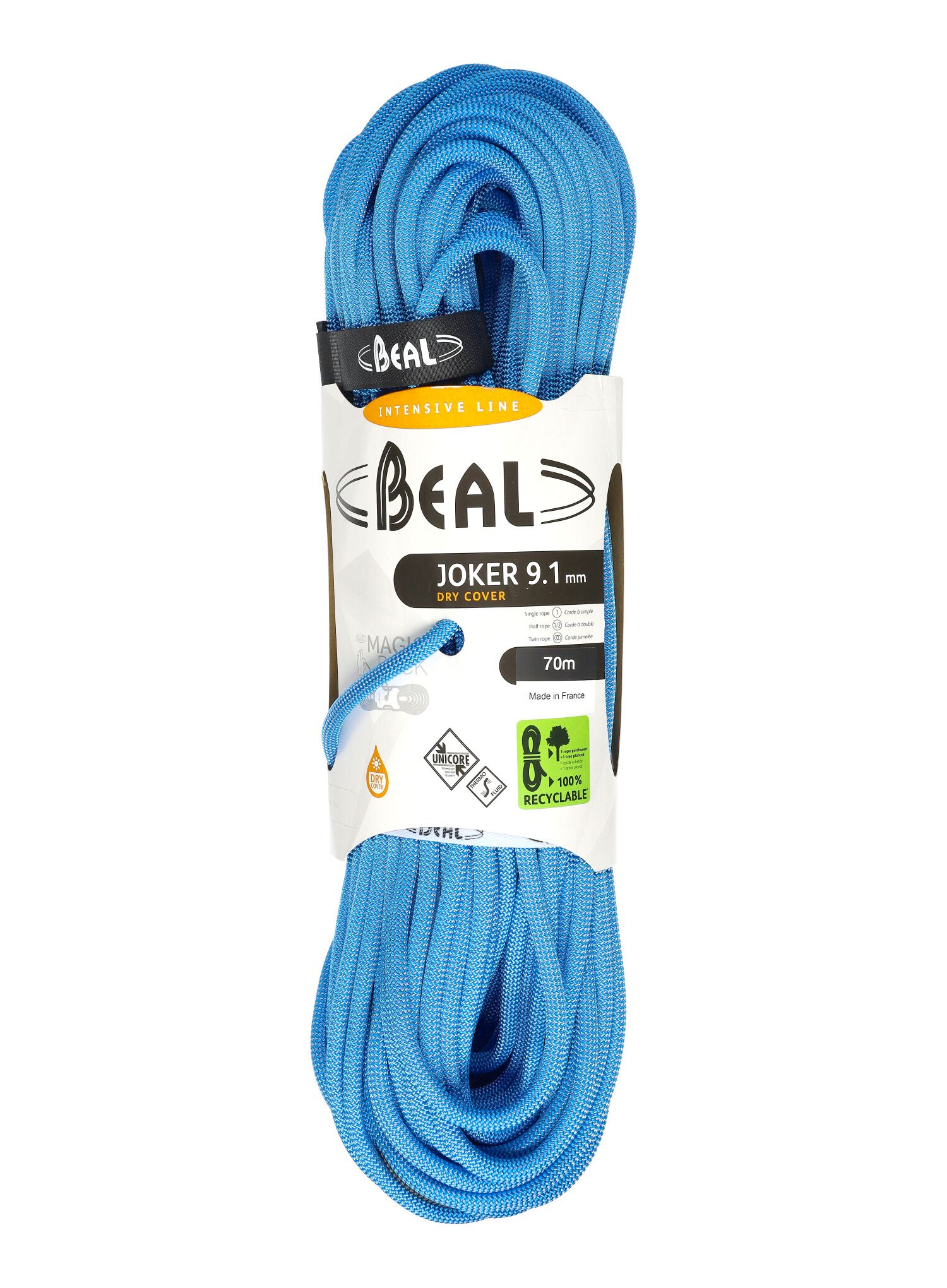 Twin uže Beal Joker 9,1 mm 70 m Unicore Dry Cover - blue
