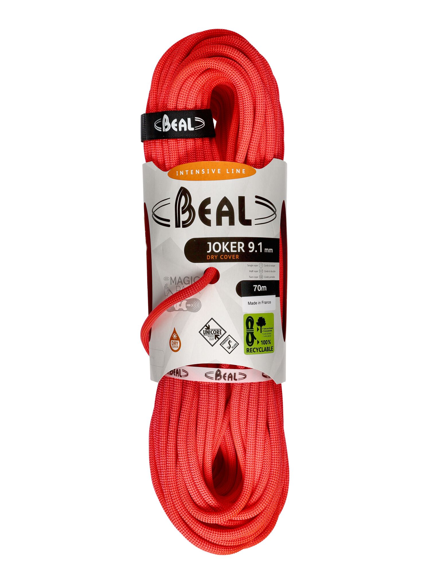 Uže za penjanje Beal Joker 9,1 mm 70 m Unicore Dry Cover - orange