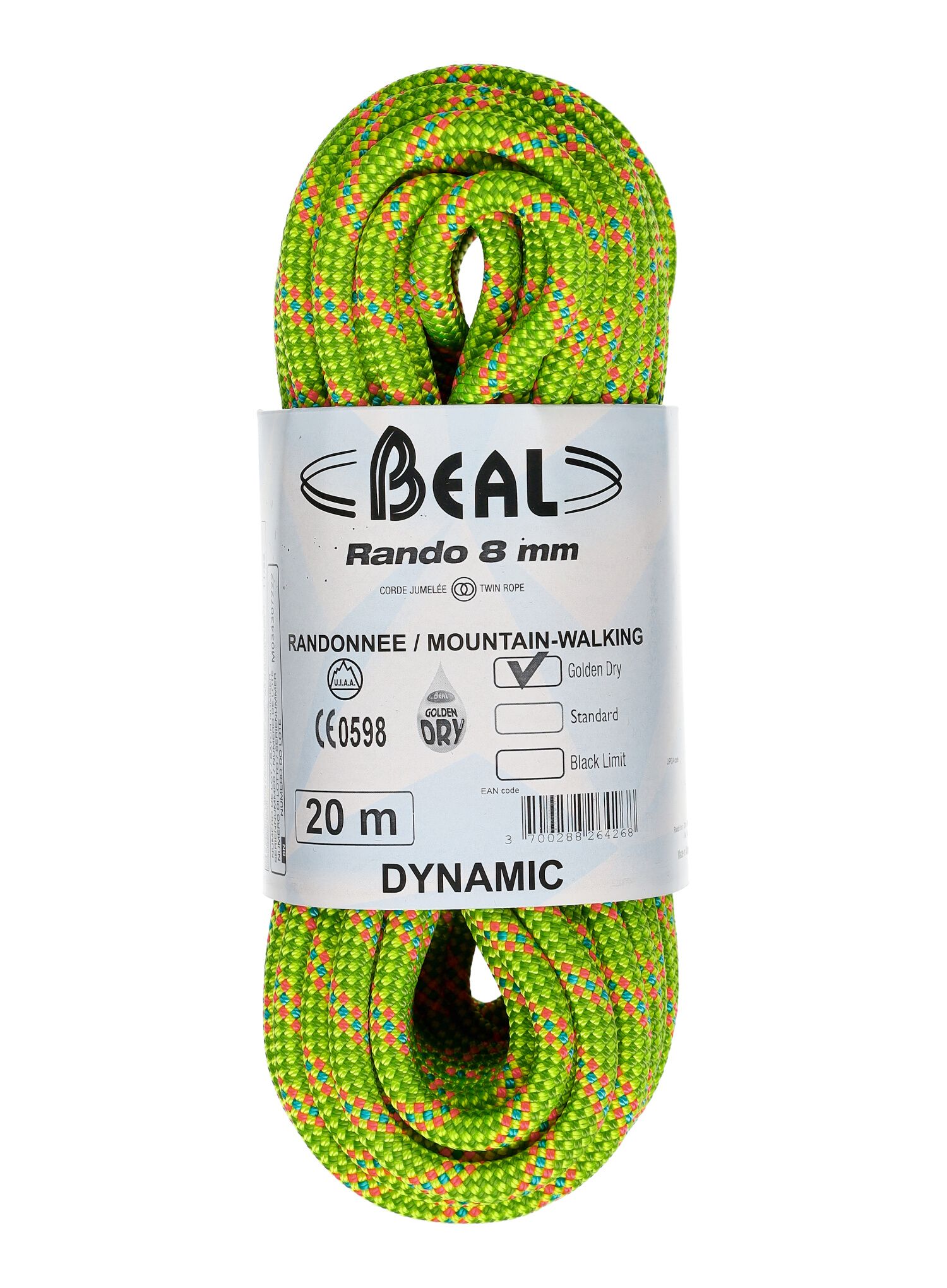 Ledenjačko uže Beal Rando 8 mm 20 m Golden Dry - yellow
