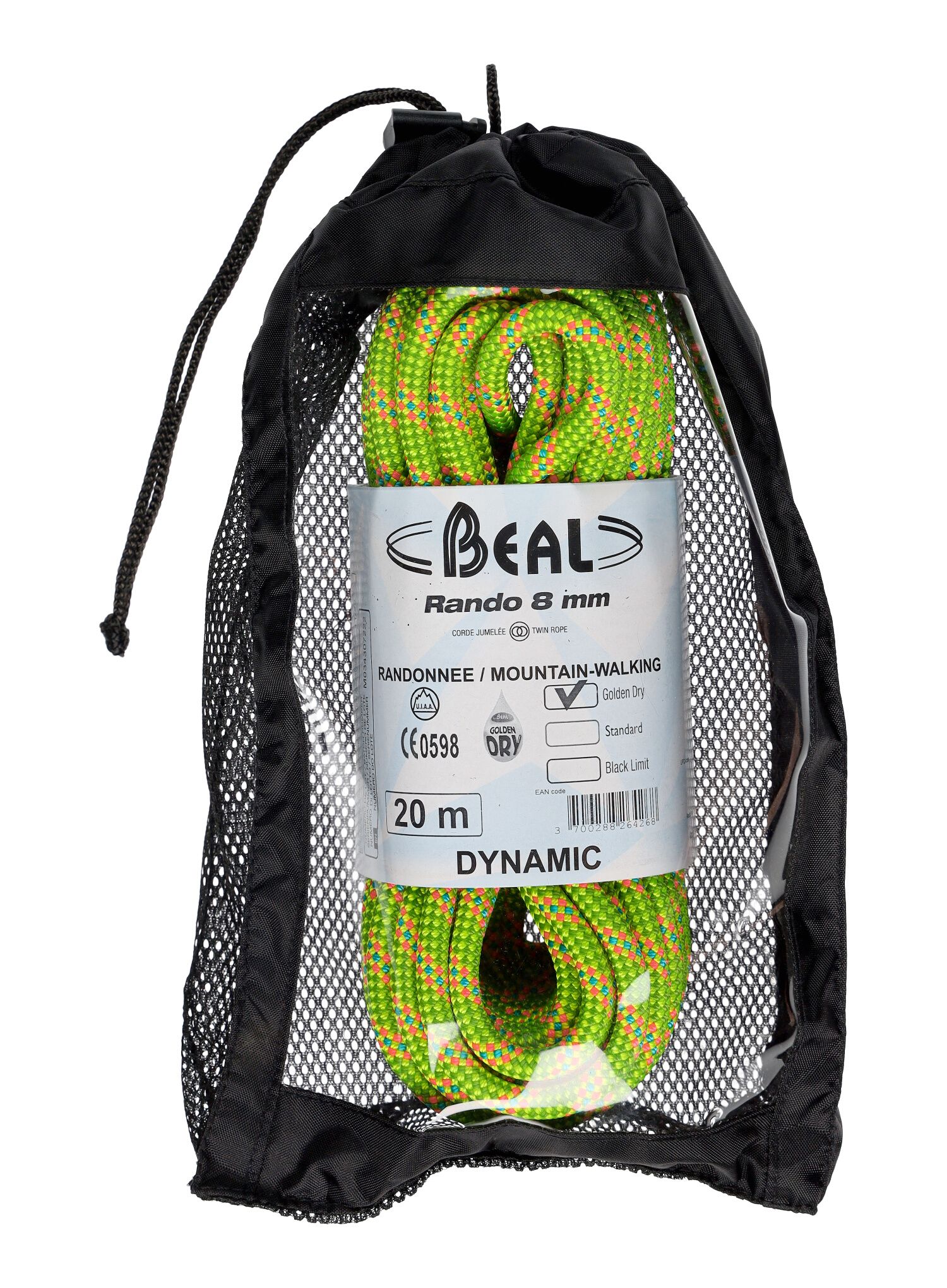 Ledenjačko uže Beal Rando 8 mm 20 m Golden Dry - yellow