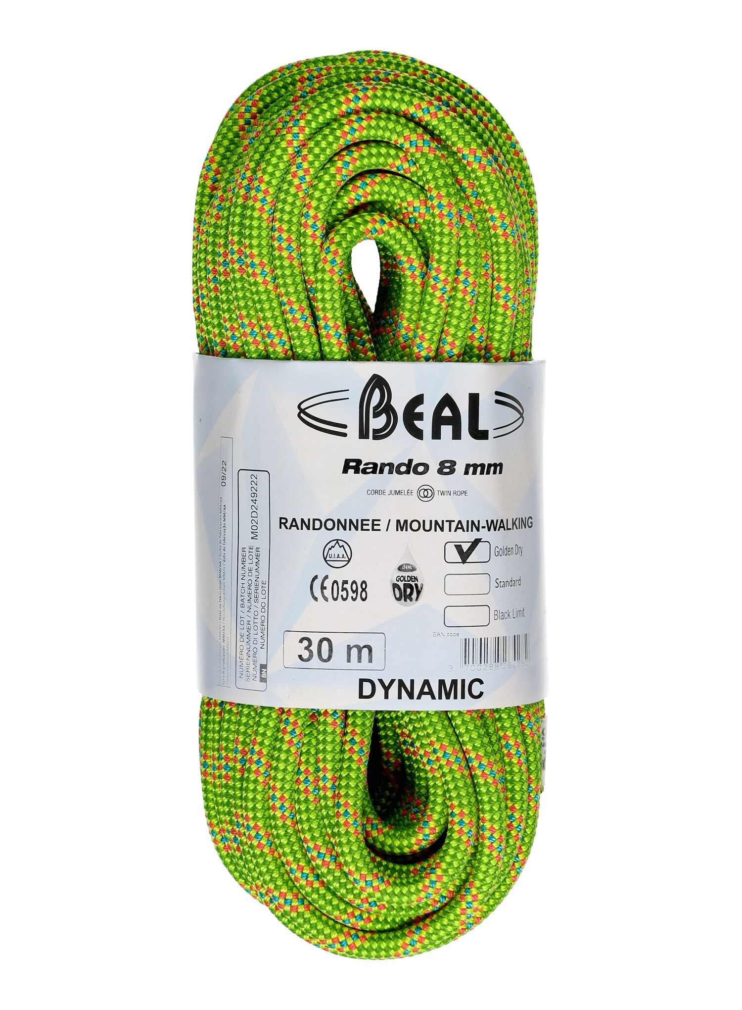 Ledenjačko uže Beal Rando 8 mm 30 m Golden Dry - yellow