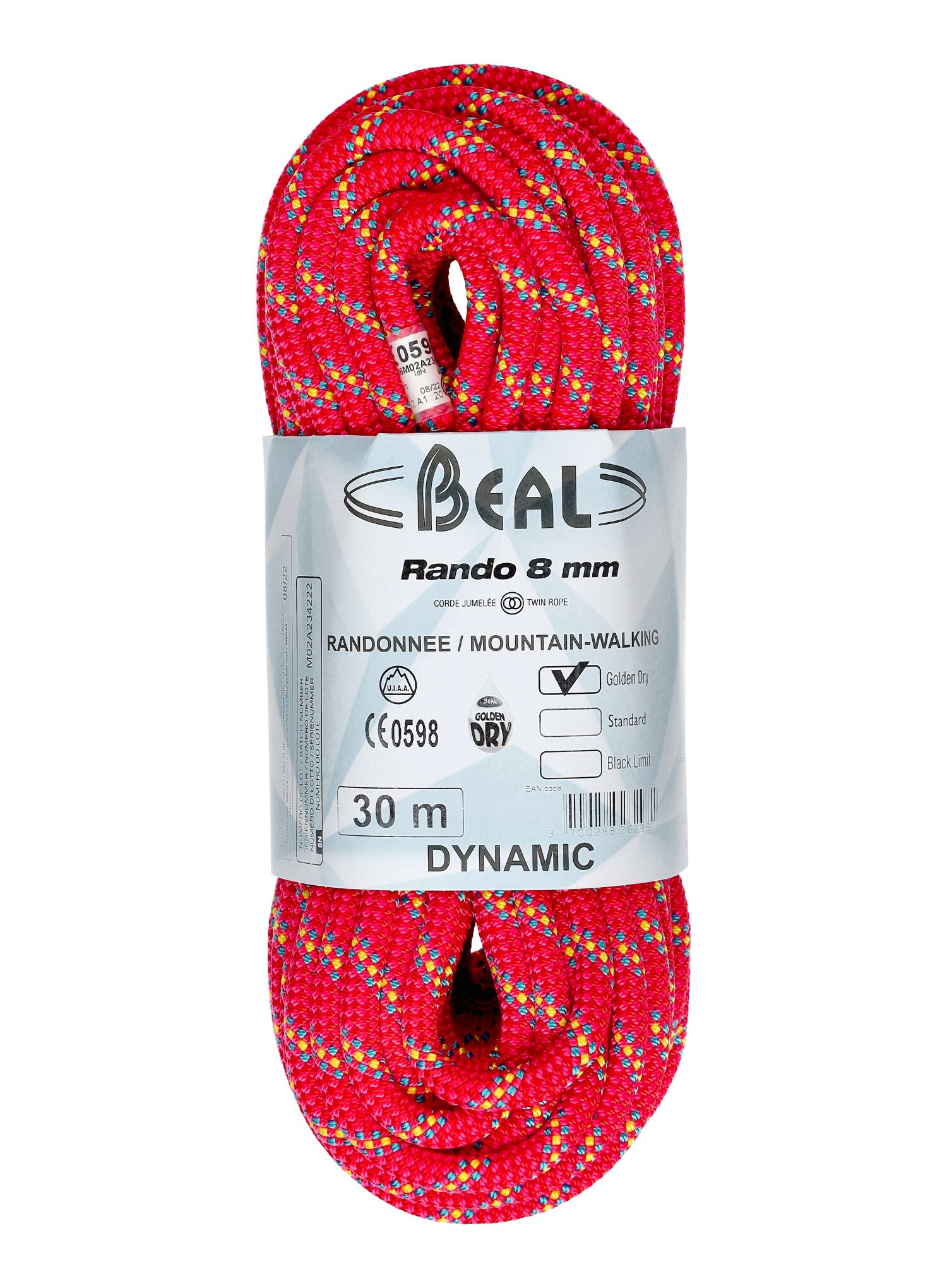 Ledenjačko uže Beal Rando 8 mm 30 m Golden Dry - pink