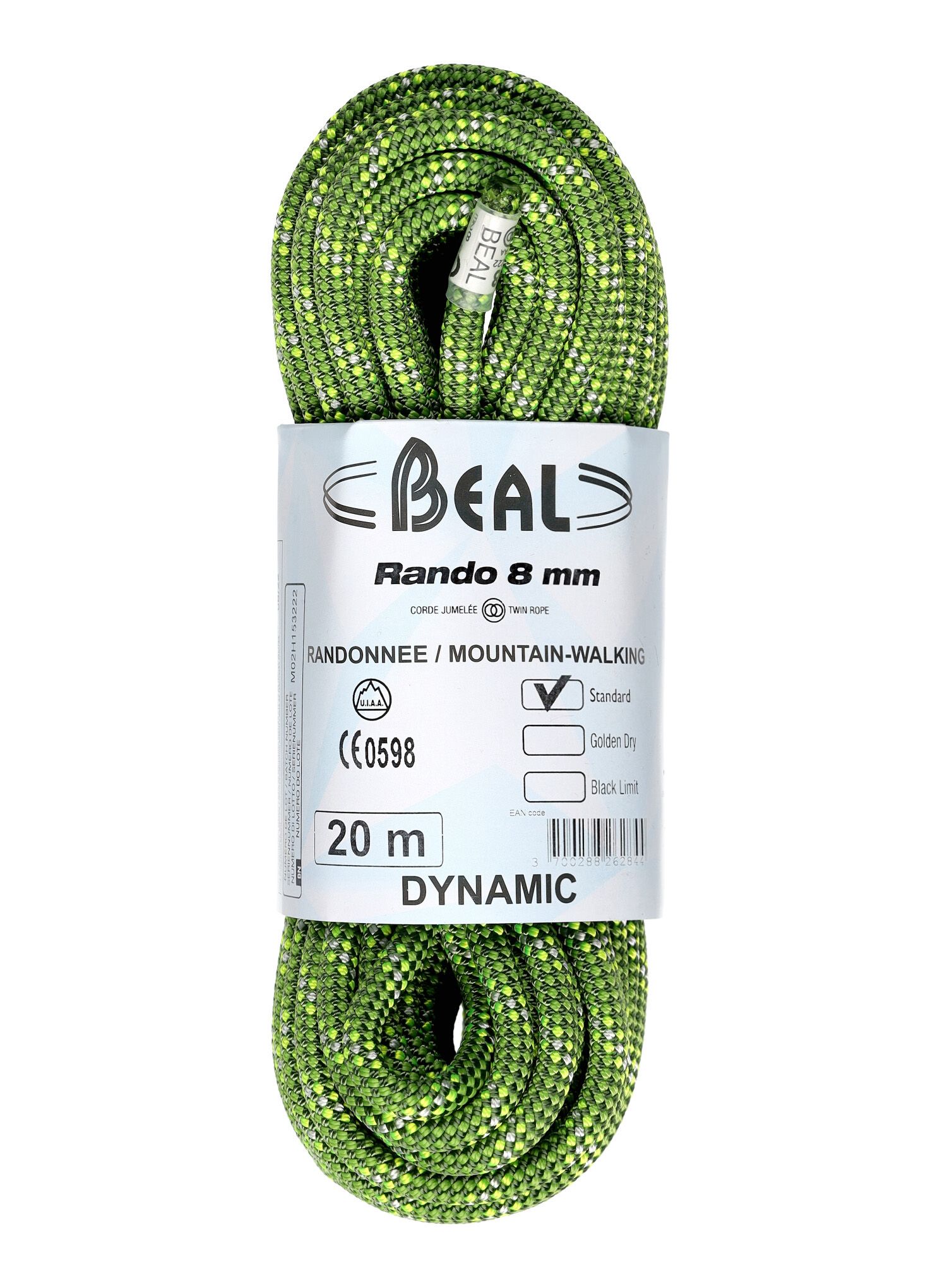 Uže za planinarenje Beal Rando 8 mm 20 m - green