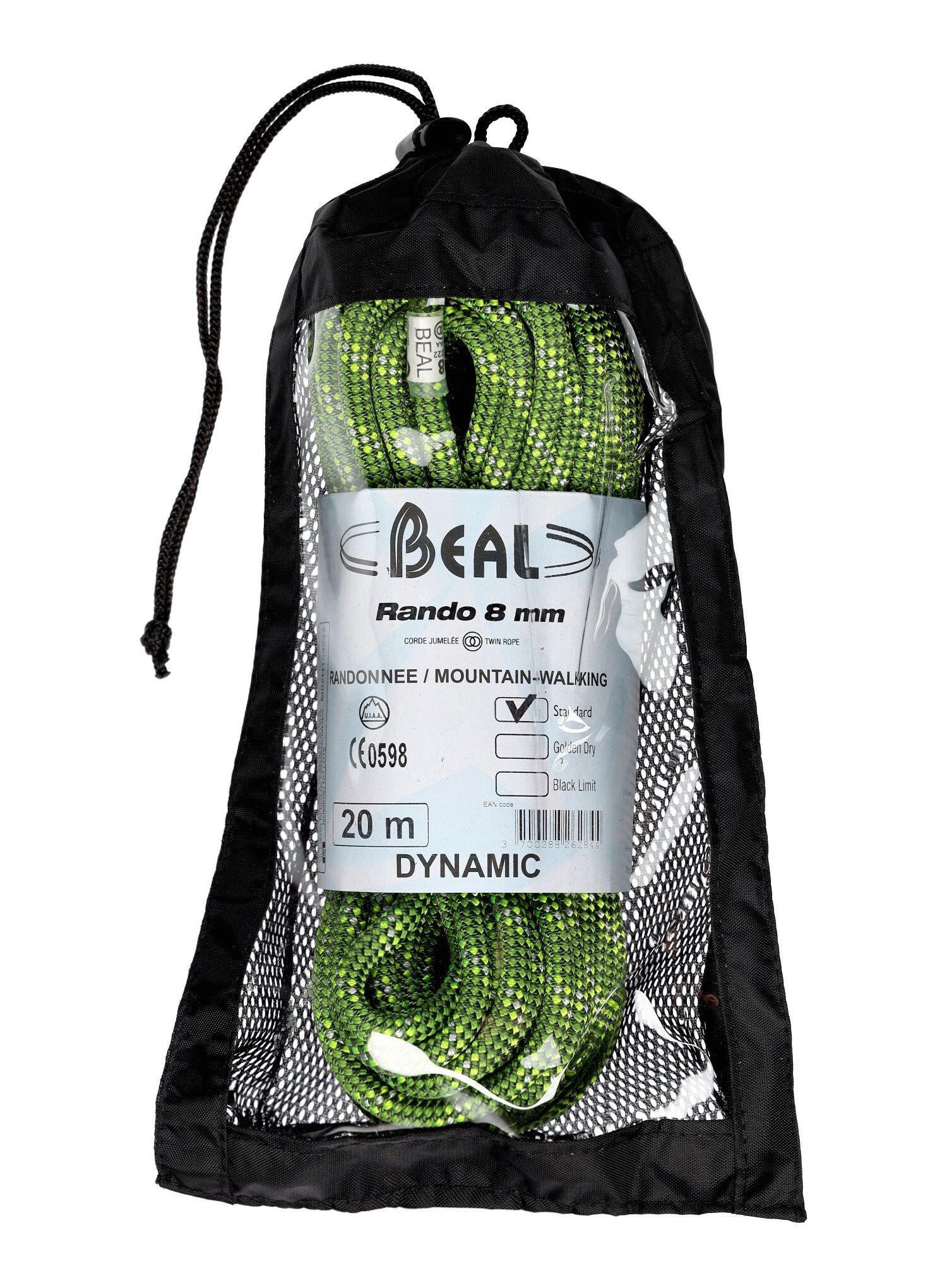 Uže za planinarenje Beal Rando 8 mm 20 m - green