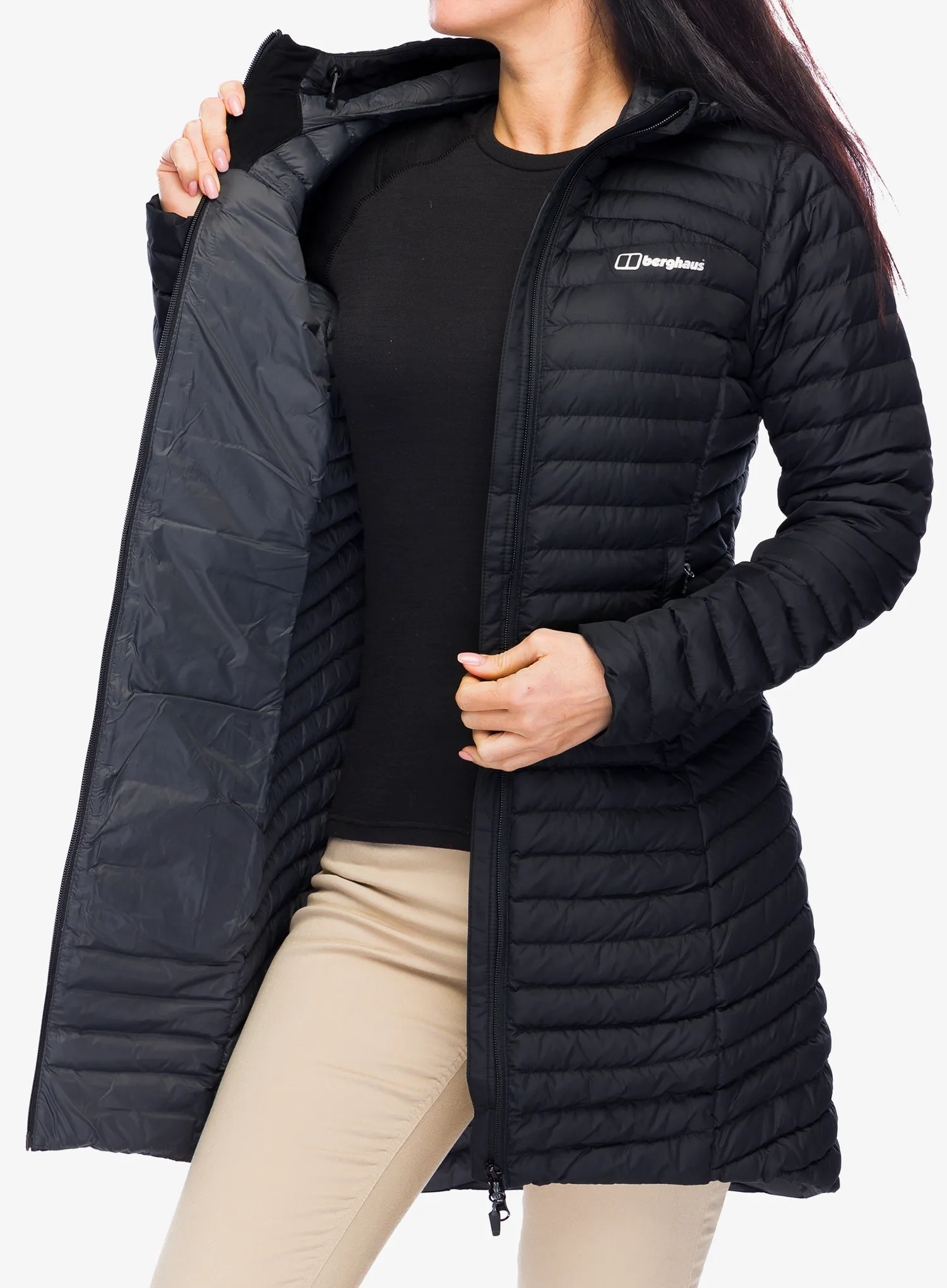 Ženski kaput Berghaus Nula Micro Long Jacket - black/black