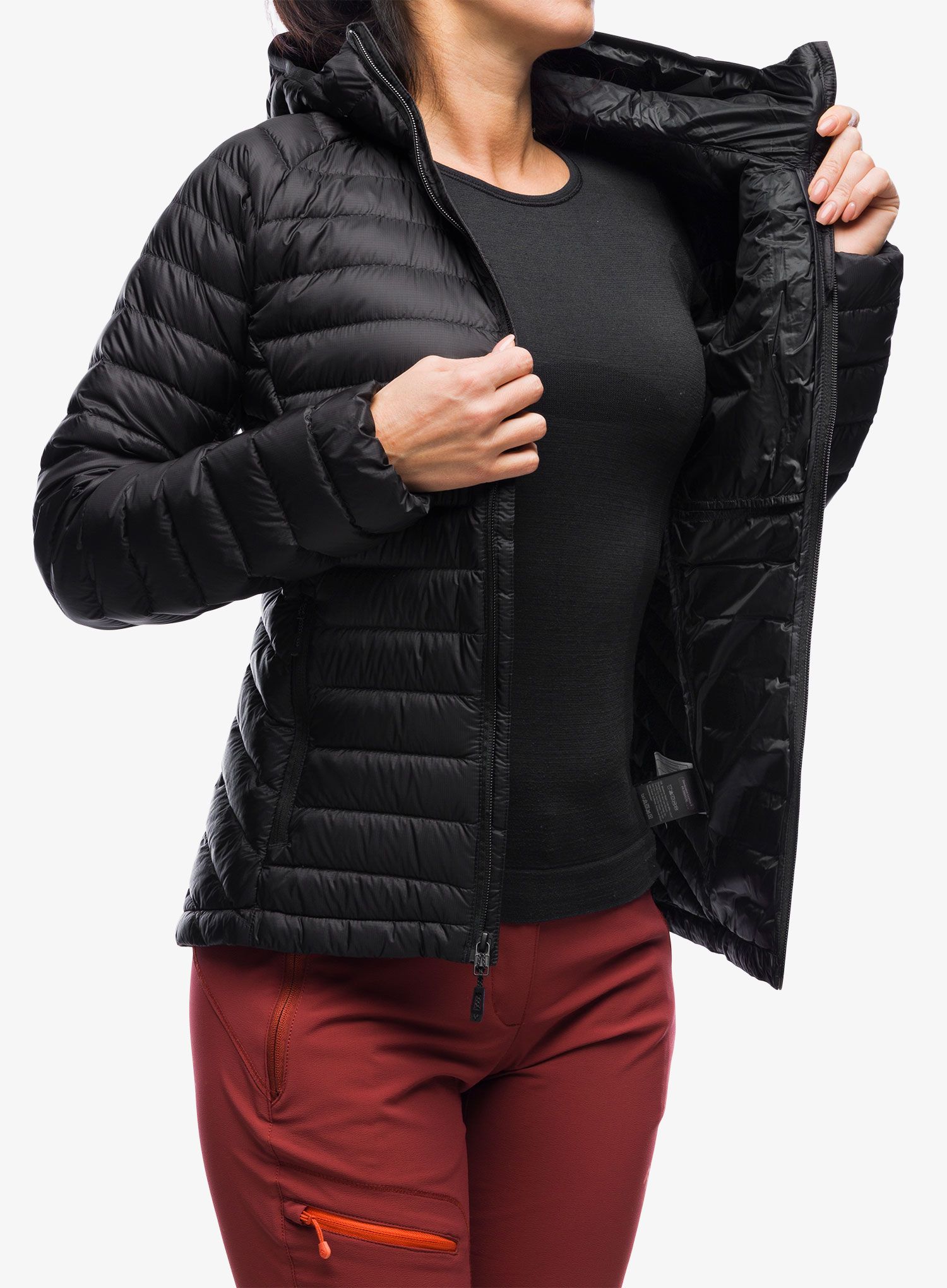 Ženska perjana jakna Black Diamond Approach Down Hoody - black/black
