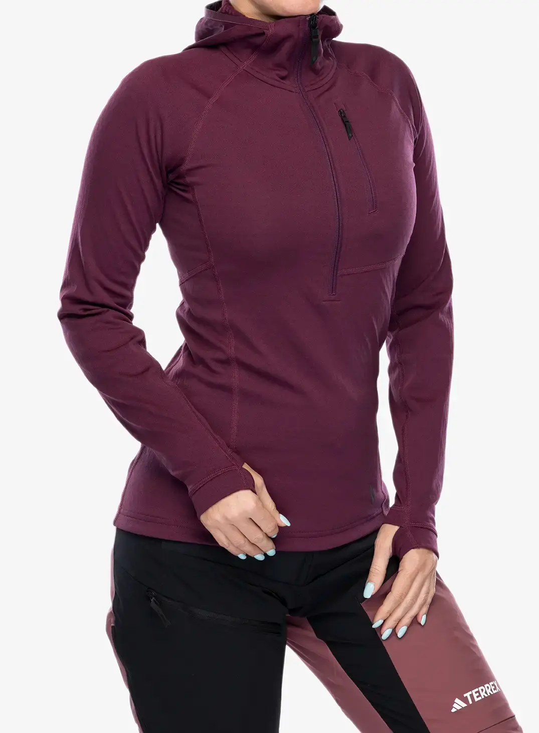 Dukserica s kapuljačom ženska Black Diamond Coefficient QZ Hoody - blackberry