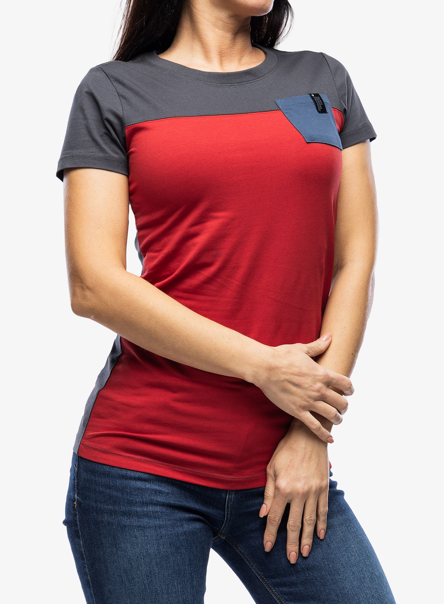Ženska majica Black Diamond SS Campus Tee - vermillion/carbon