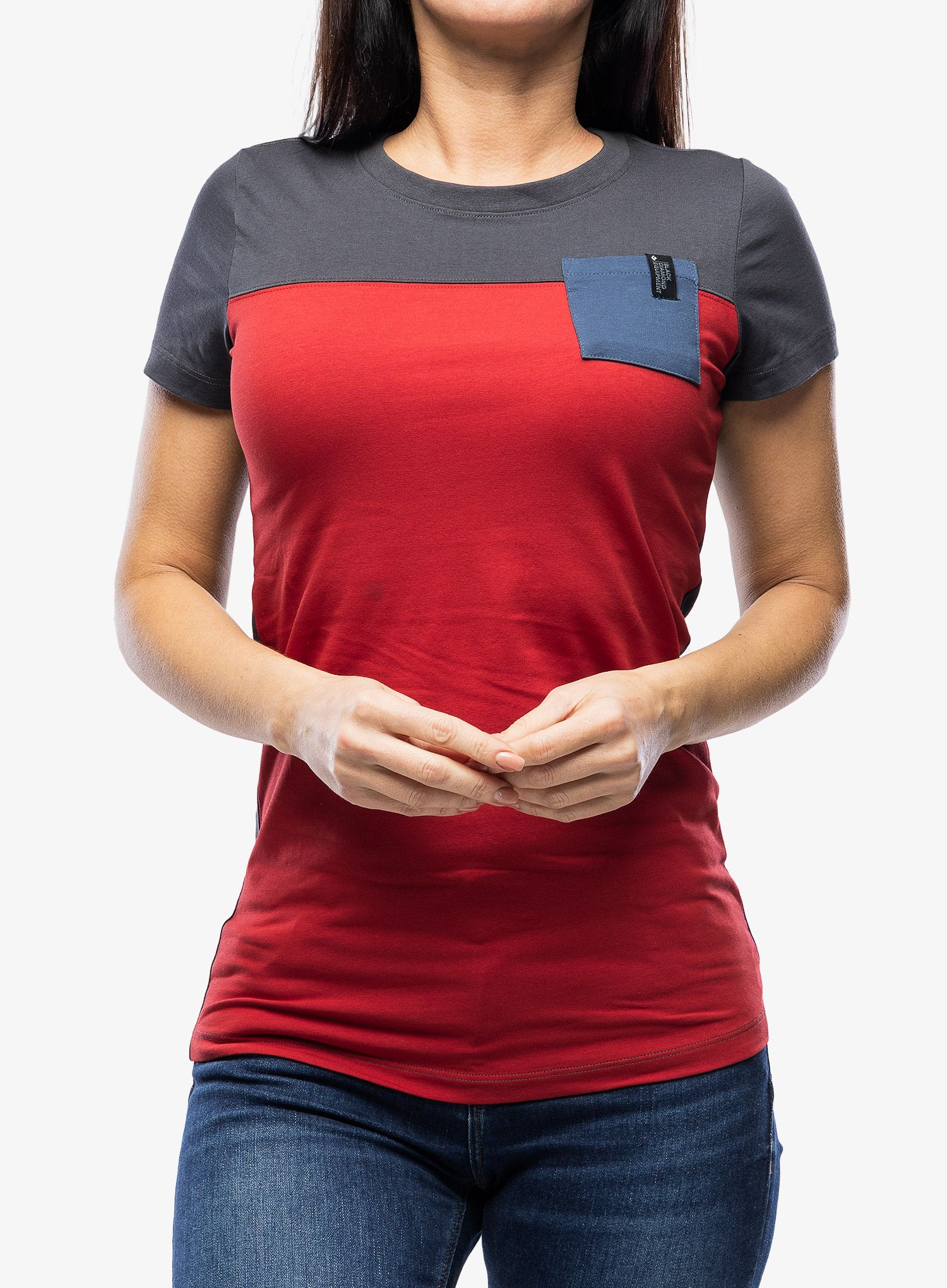Ženska majica Black Diamond SS Campus Tee - vermillion/carbon