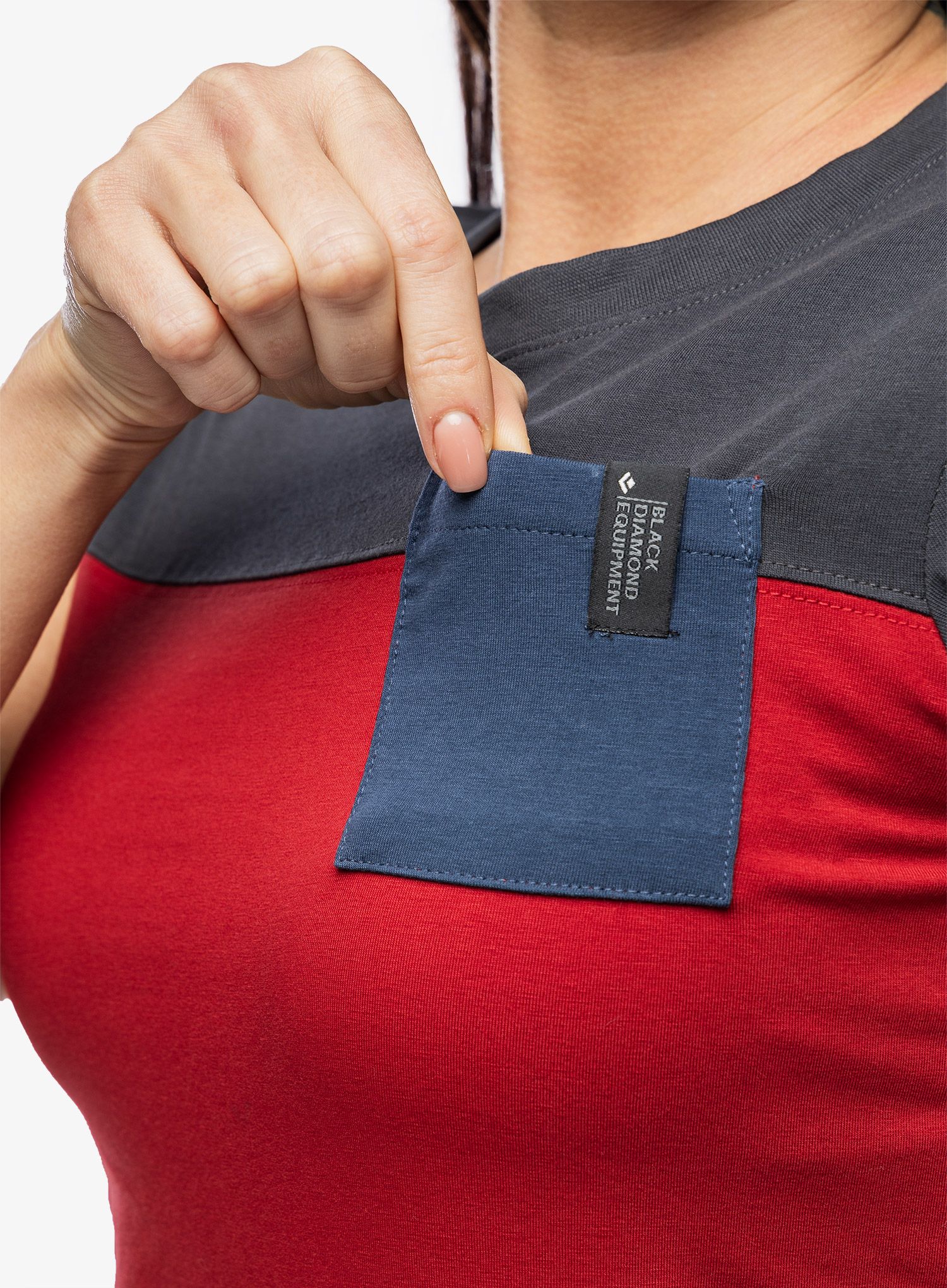 Ženska majica Black Diamond SS Campus Tee - vermillion/carbon