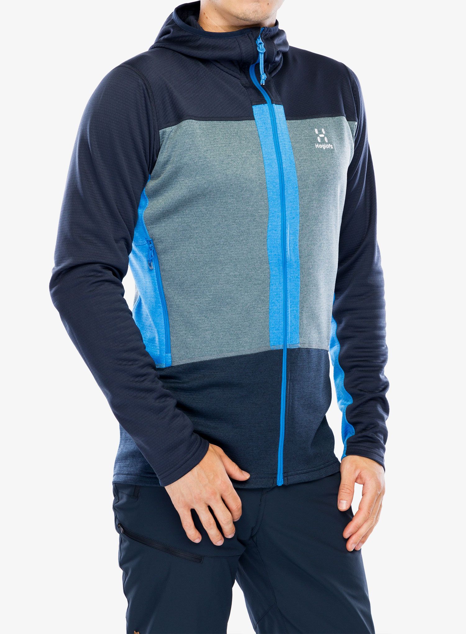 Dukserica na otkopčavanje Haglofs ROC Flash Mid Hood - tarn blue/steel blue