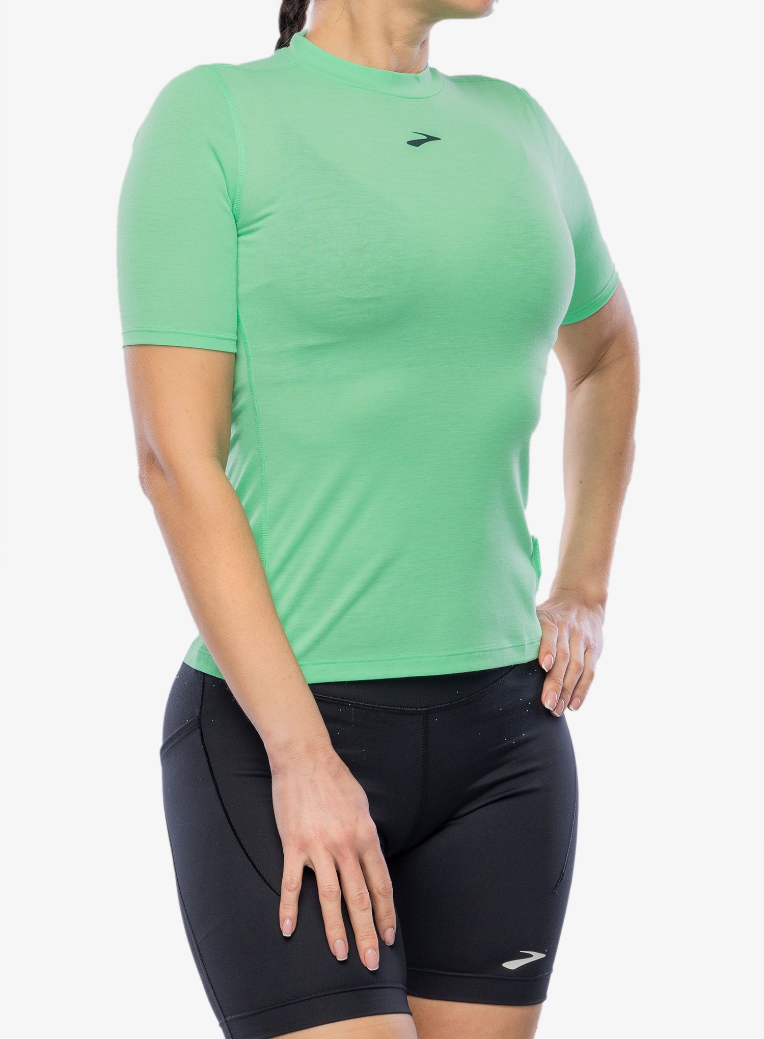 Ženska majica za trčanje Brooks High Point Short Sleeve - hyper green