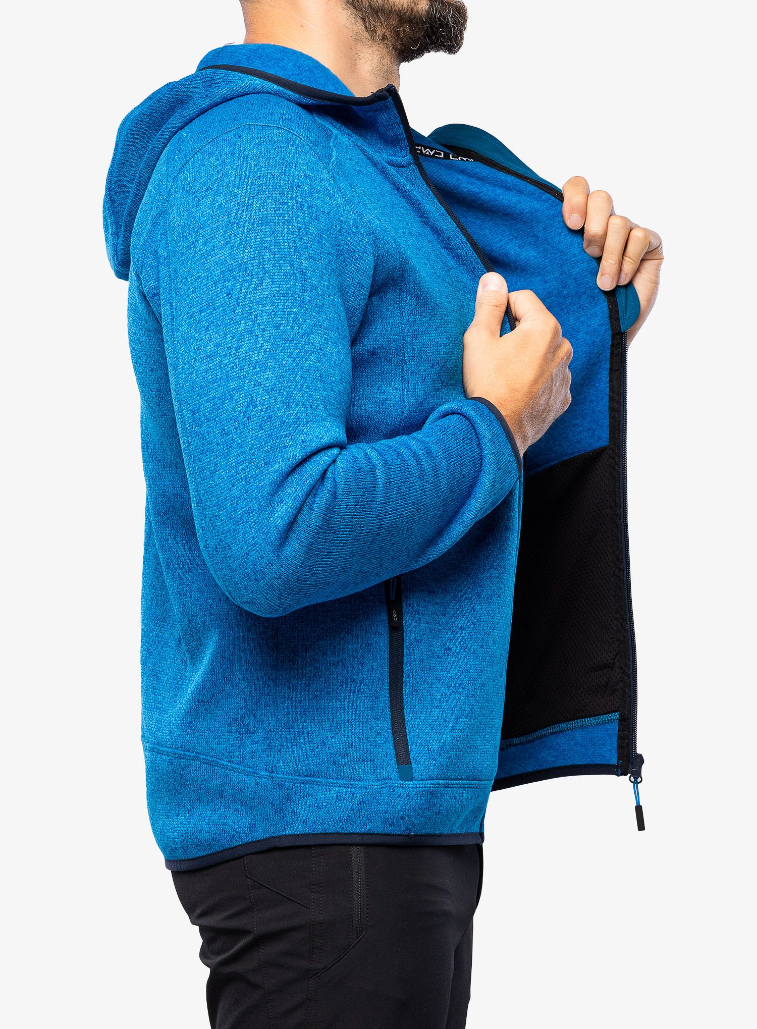 Jakna od flisa CMP Borgis Fix Hood Jacket Knitted - river/petrol