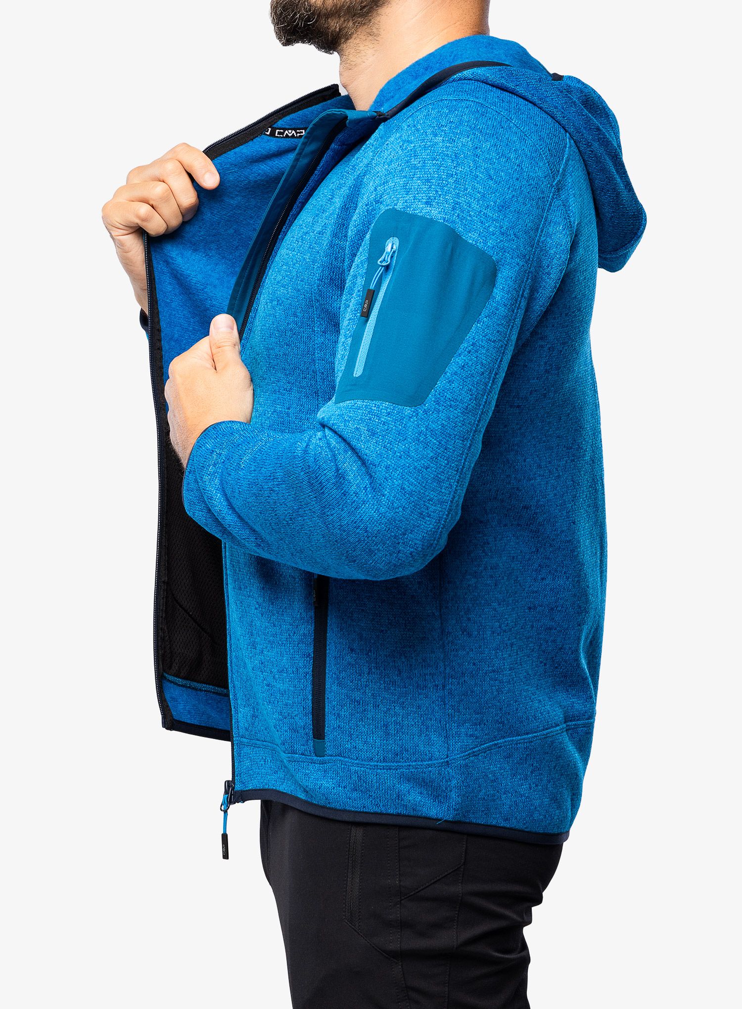 Jakna od flisa CMP Borgis Fix Hood Jacket Knitted - river/petrol
