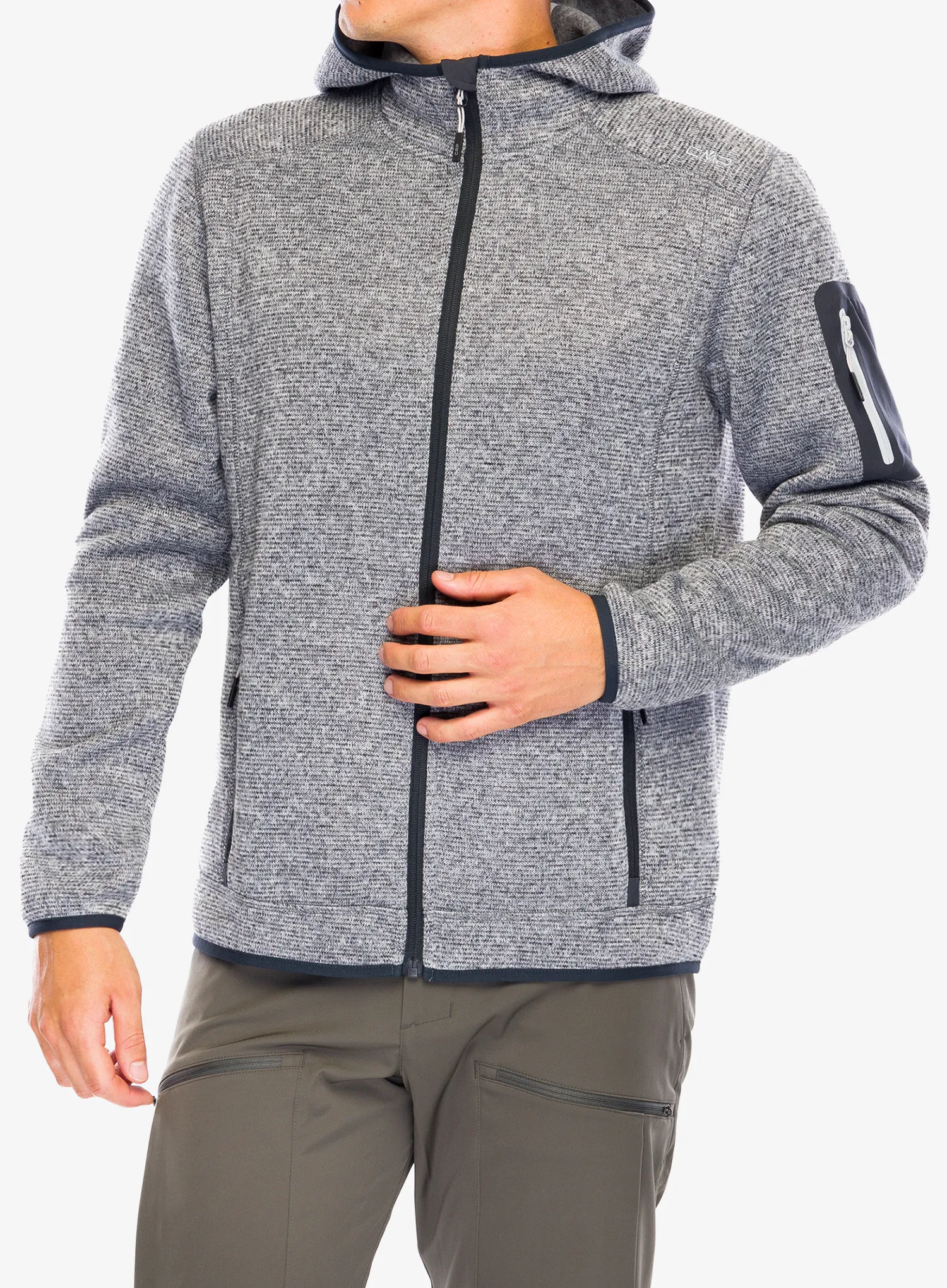 Jakna od flisa CMP Borgis Fix Hood Jacket - ice/titanio/nero