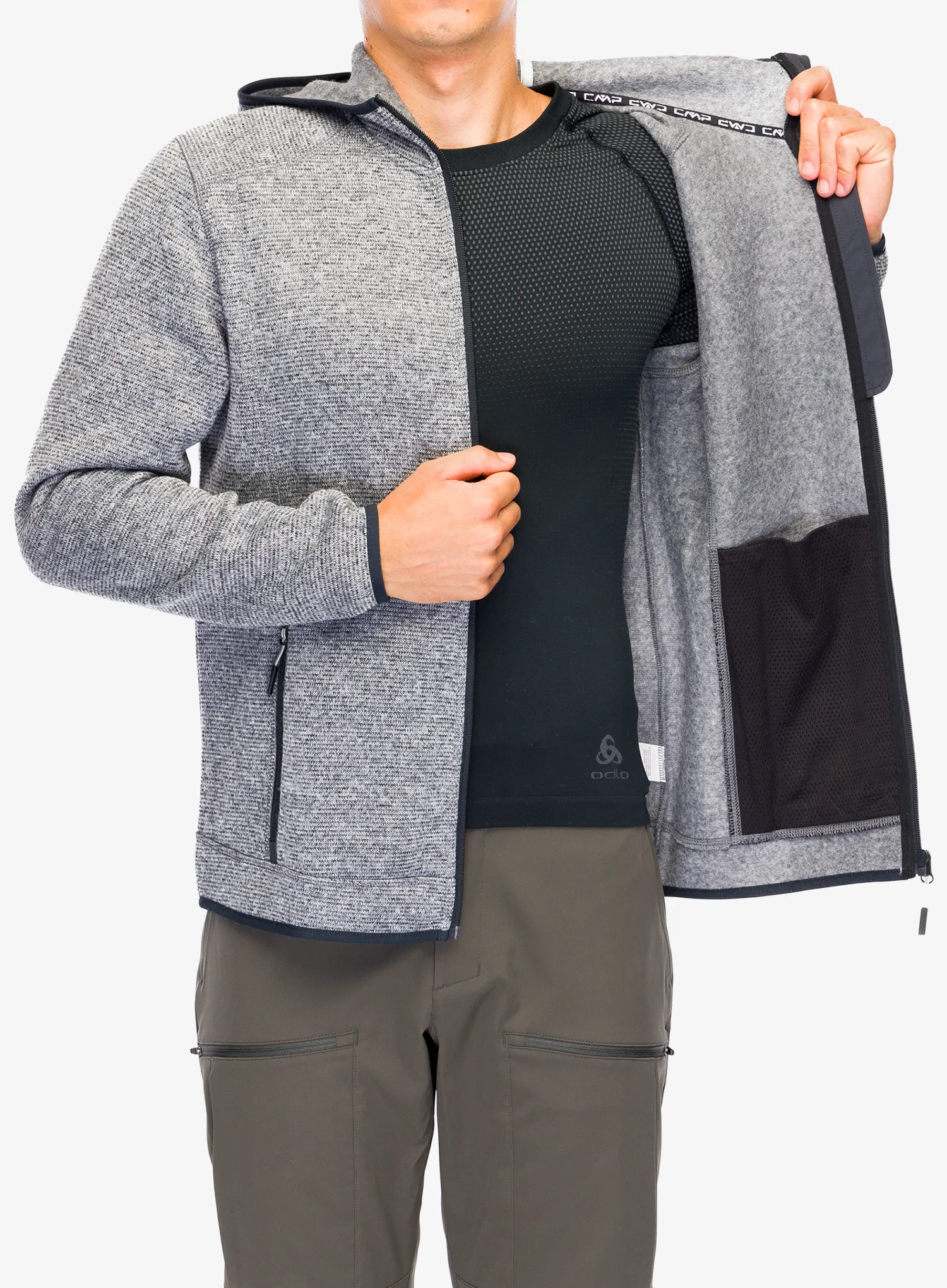 Jakna od flisa CMP Borgis Fix Hood Jacket - ice/titanio/nero