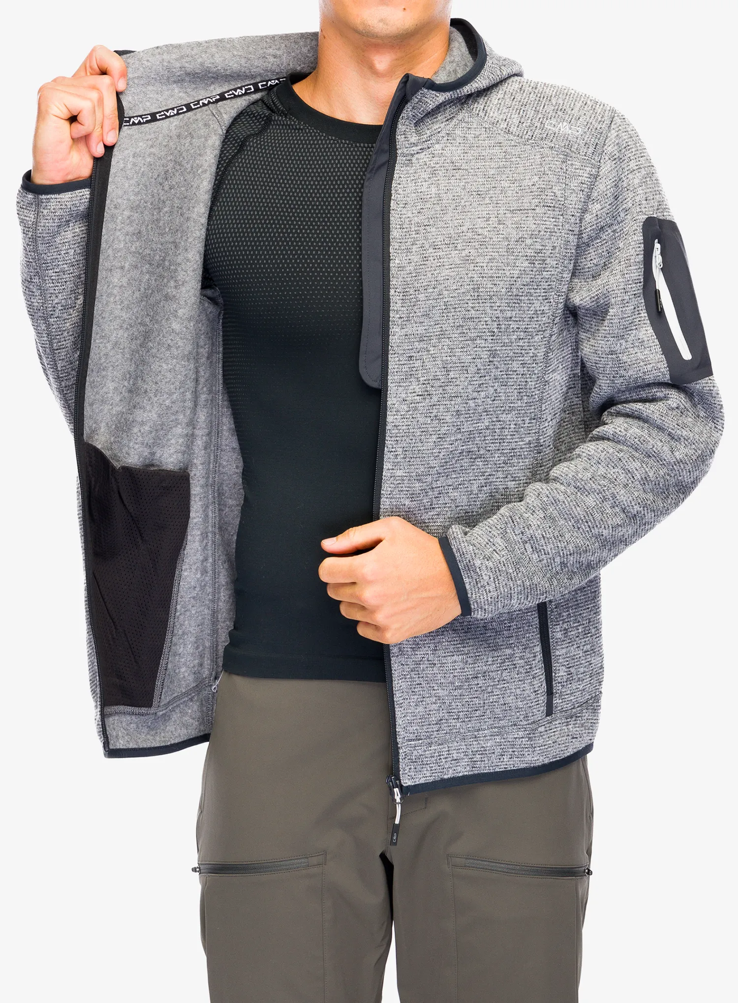 Jakna od flisa CMP Borgis Fix Hood Jacket - ice/titanio/nero