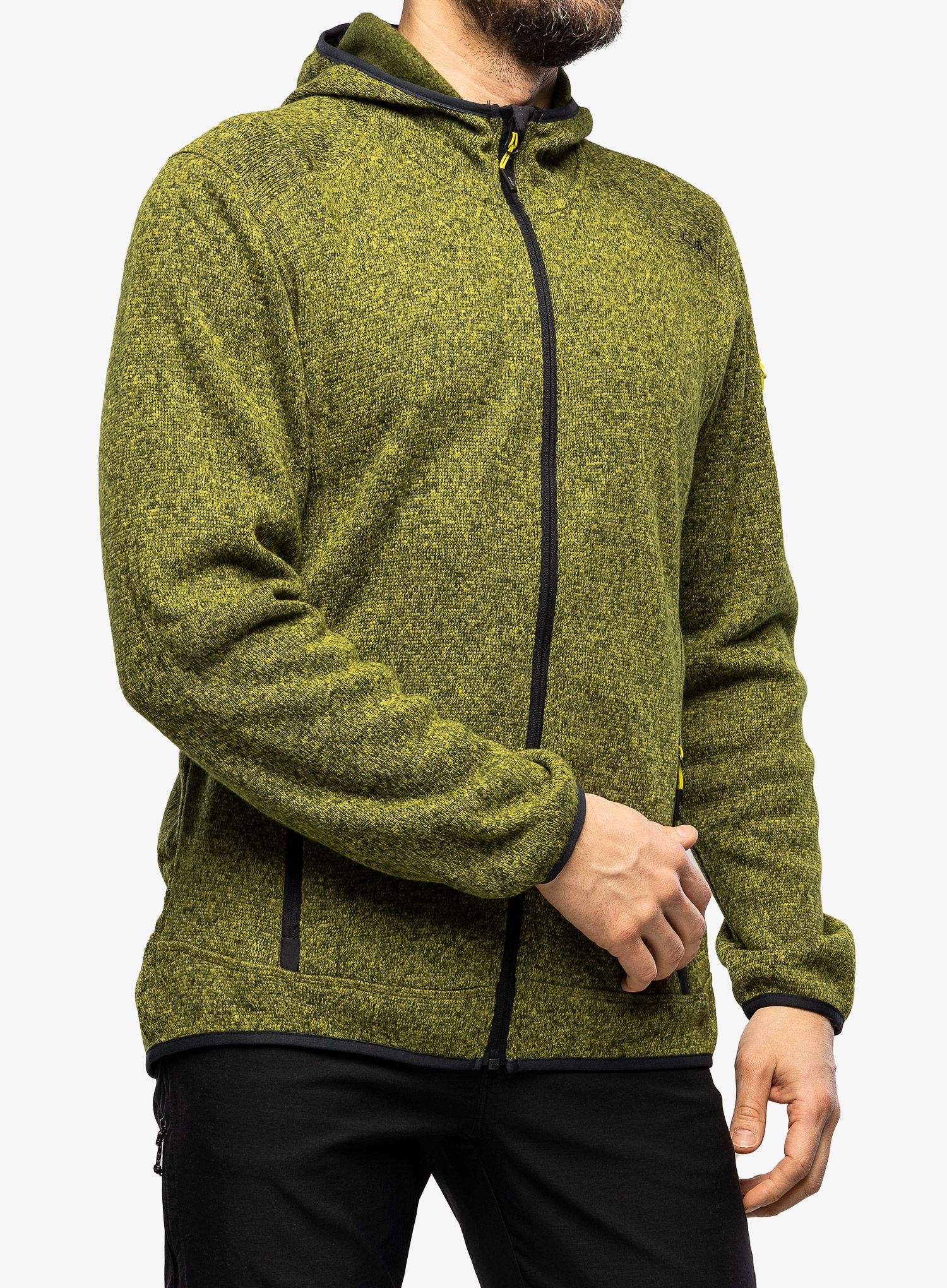 Jakna od flisa CMP Borgis Jacket Fix Hood Knitted - oil green/moss