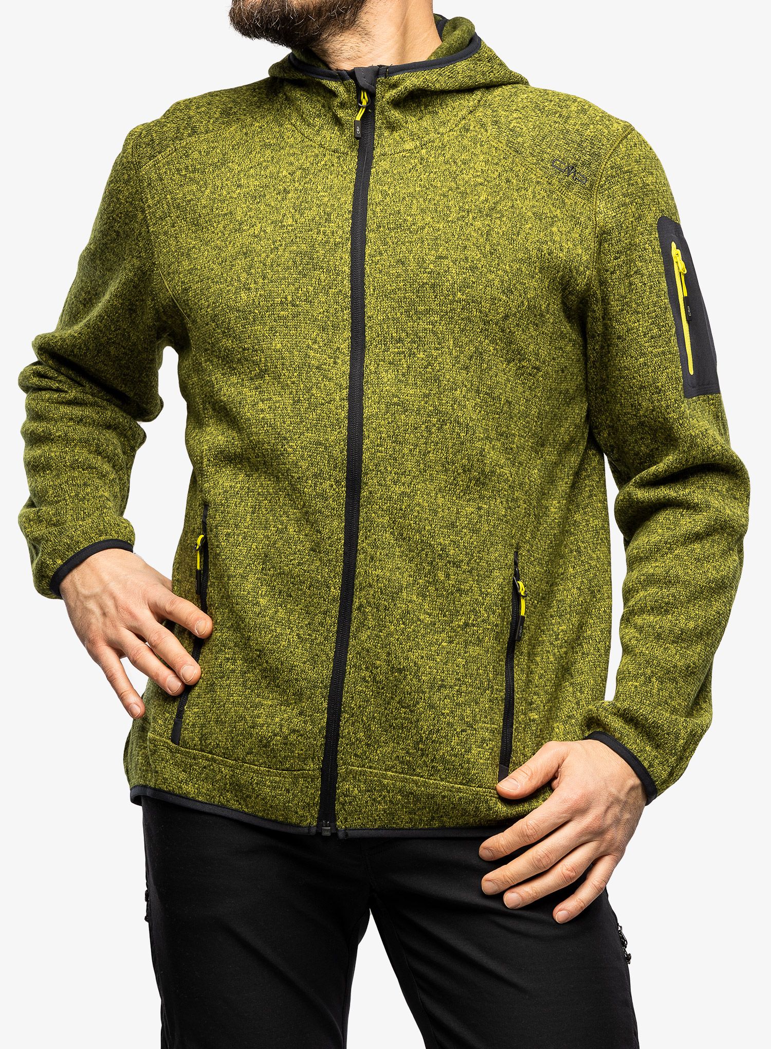 Jakna od flisa CMP Borgis Jacket Fix Hood Knitted - oil green/moss