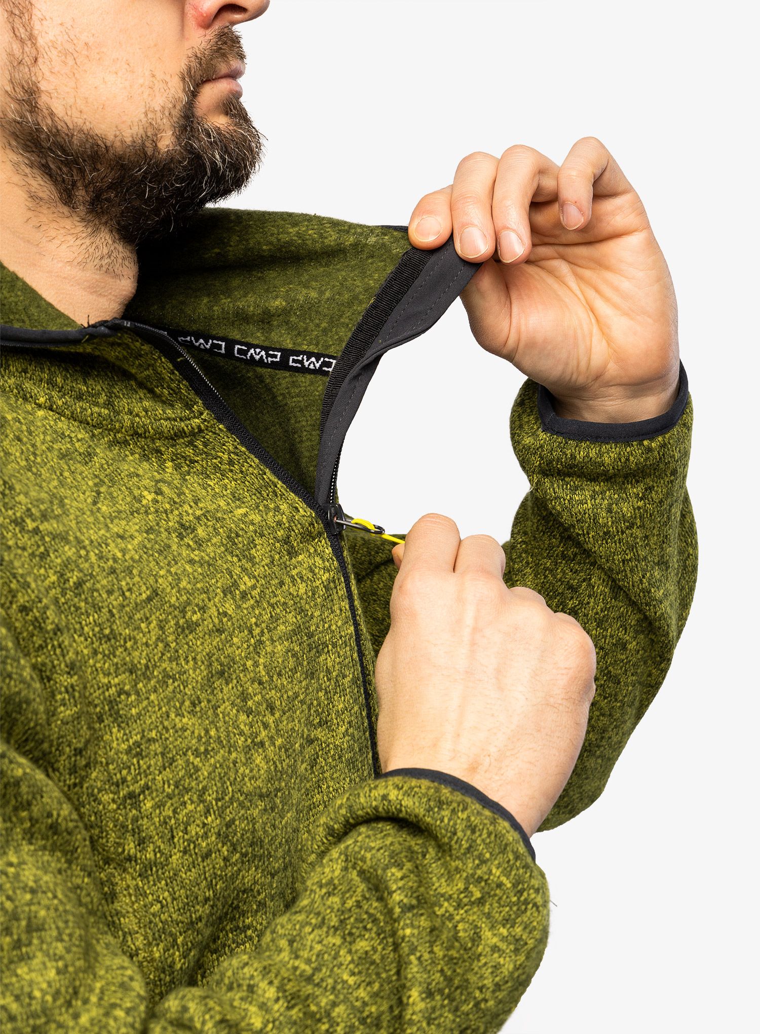 Jakna od flisa CMP Borgis Jacket Fix Hood Knitted - oil green/moss
