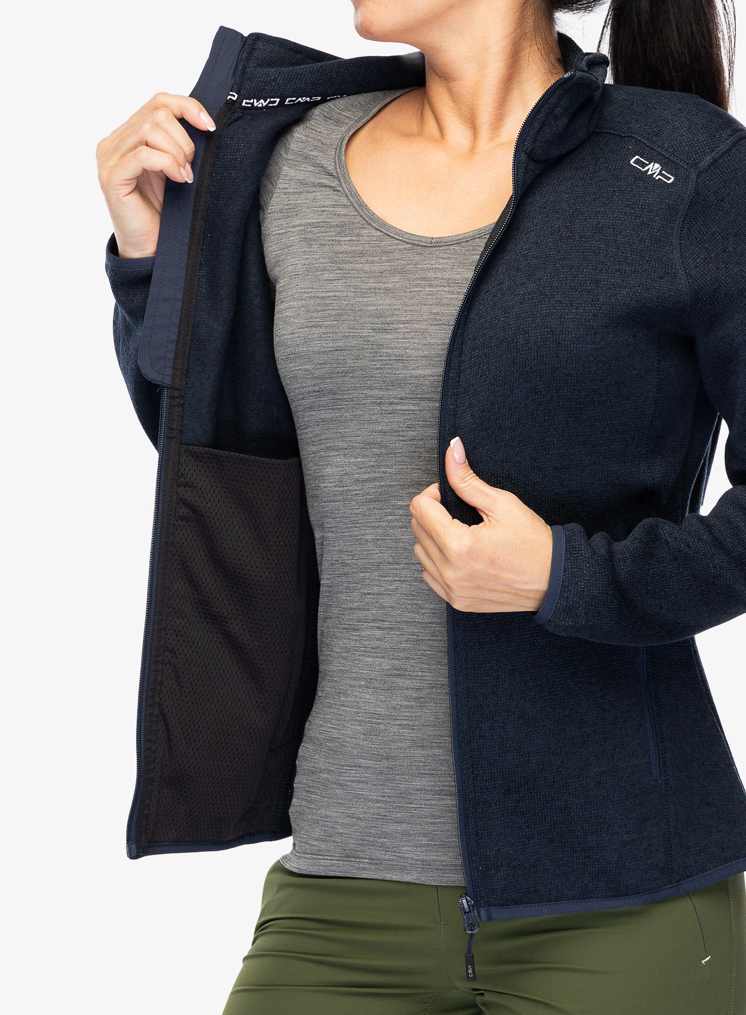 Ženska jakna od flisa CMP Haze Jacket Knitted - b.blue