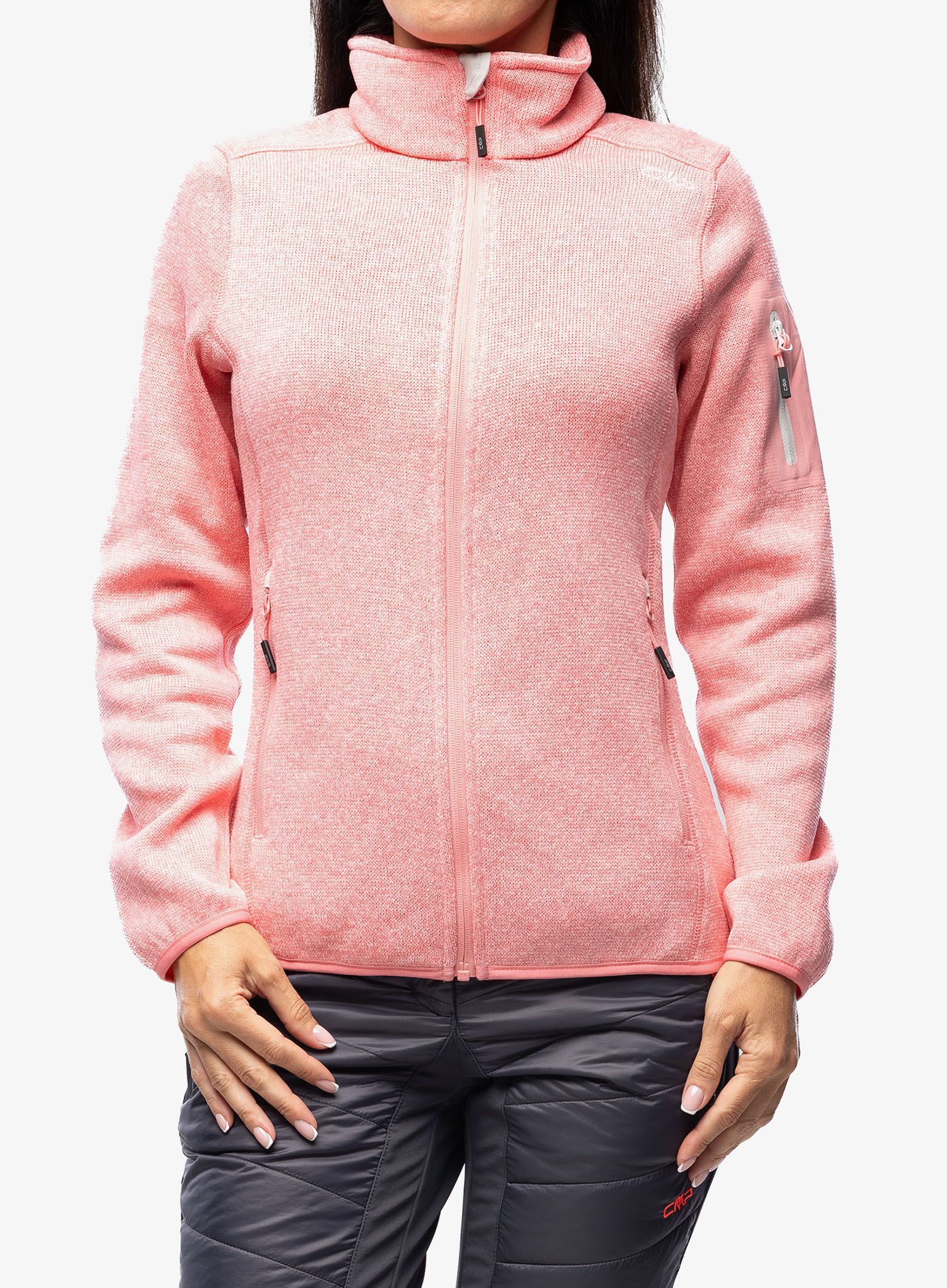 Ženska dukserica od flisa CMP Haze Jacket Knitted - pesca/gesso