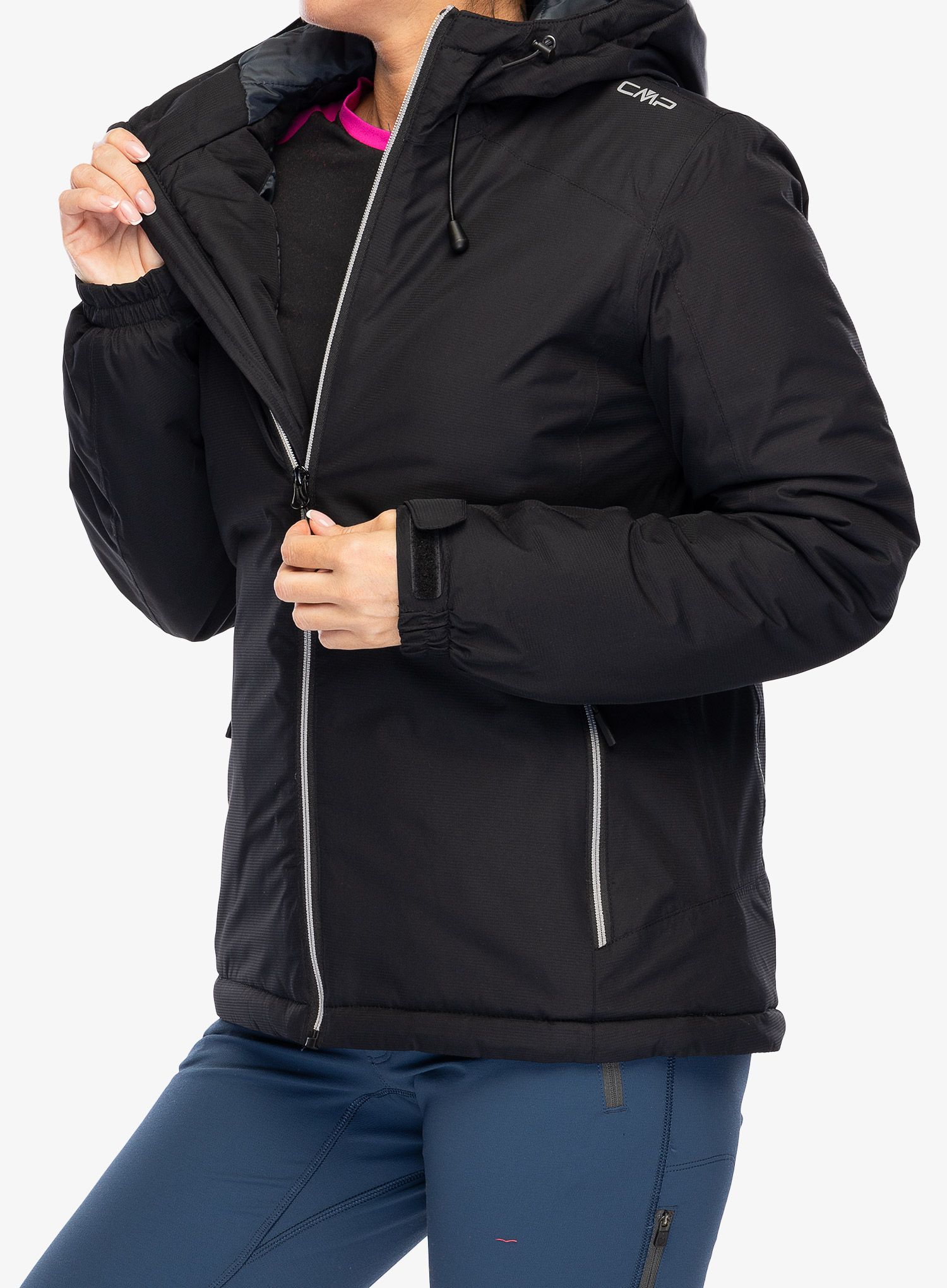 Jakna s postavom ženska CMP Jacket Fix Hood Teemo - nero