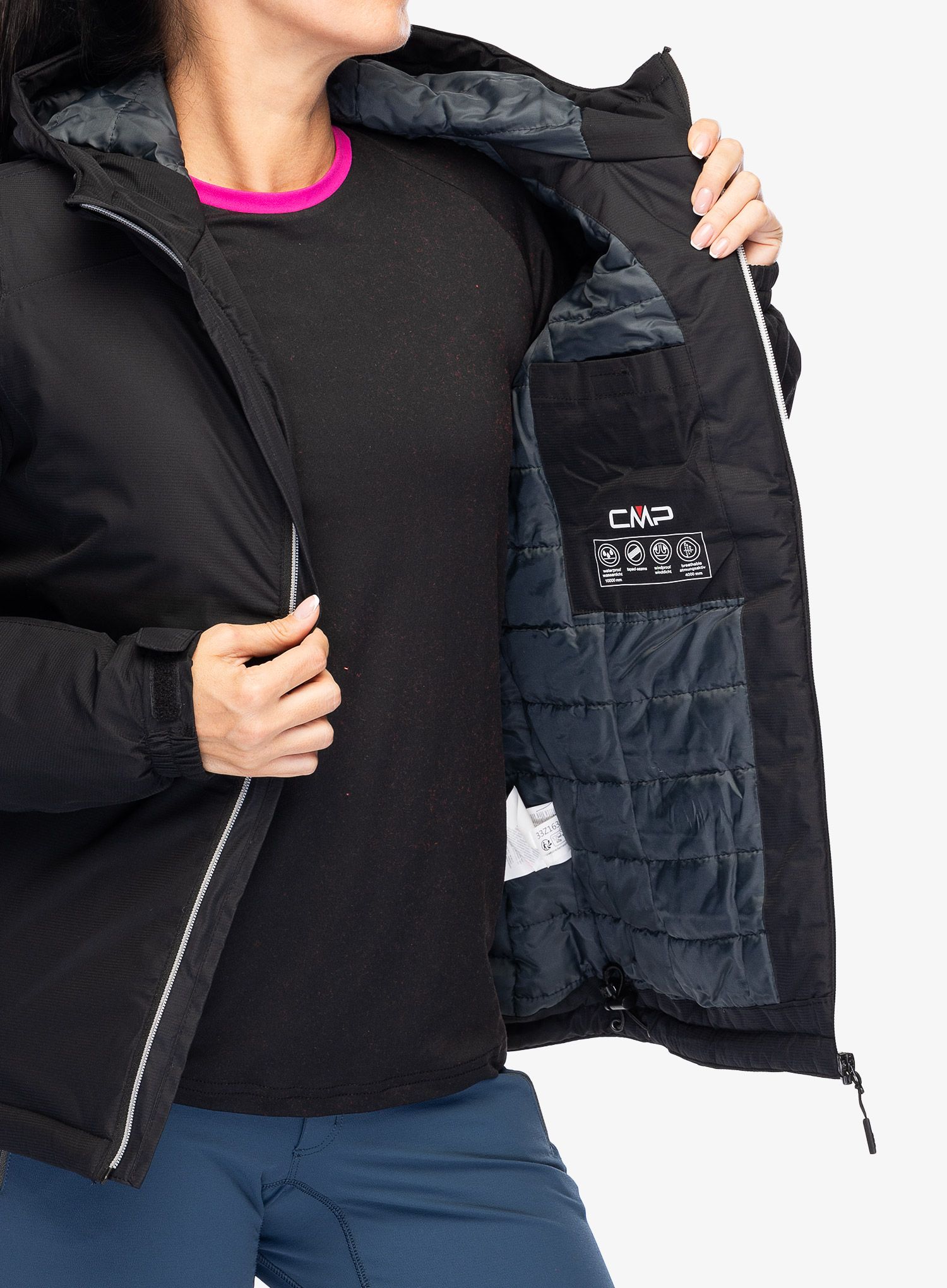 Jakna s postavom ženska CMP Jacket Fix Hood Teemo - nero