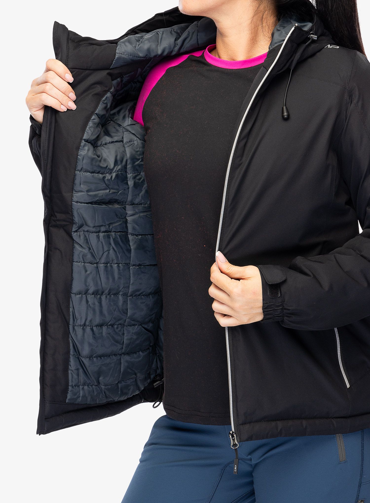 Jakna s postavom ženska CMP Jacket Fix Hood Teemo - nero