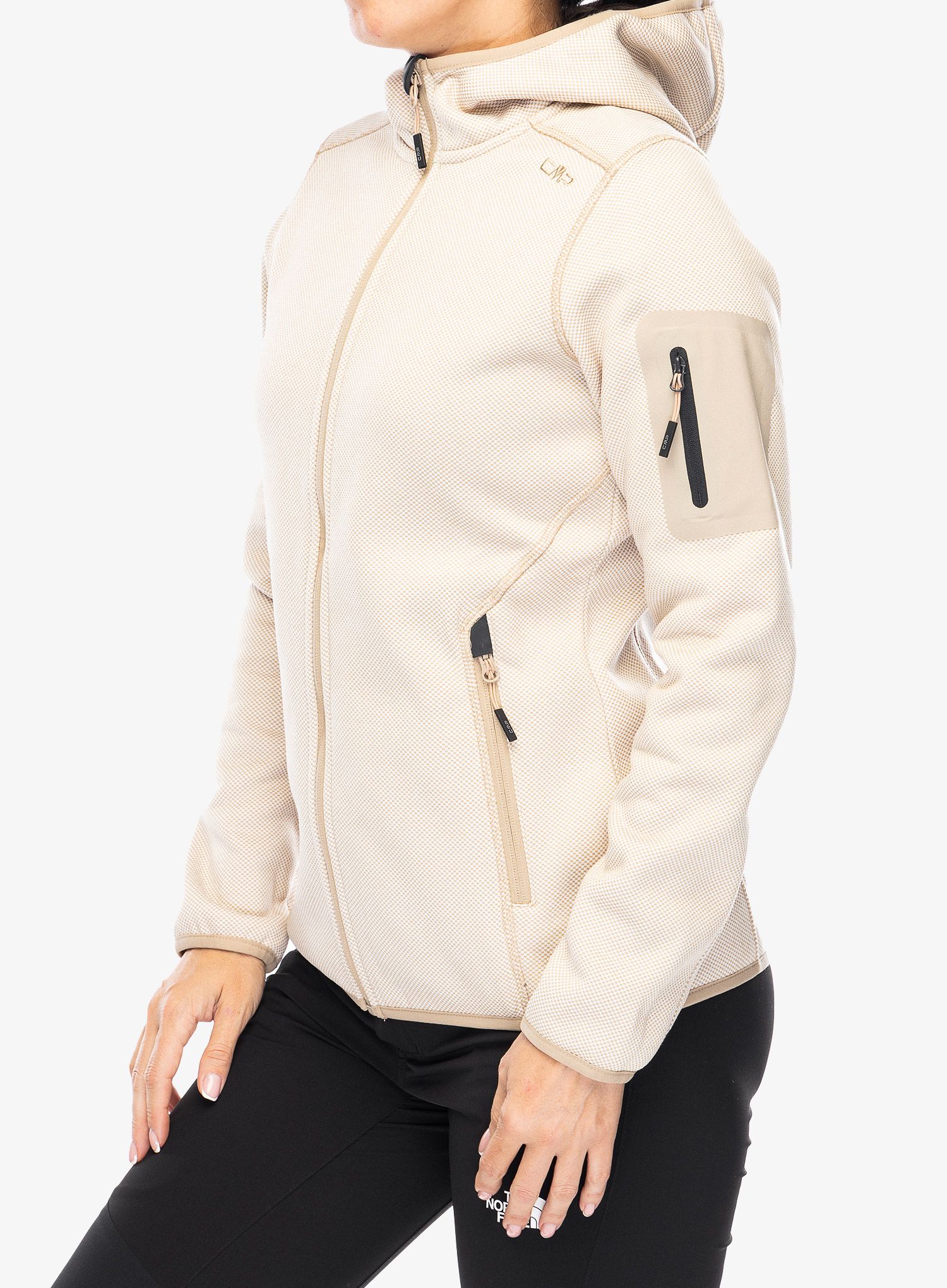 Ženska jakna od flisa CMP Londra Fix Hood Jacket Knitted - b.cogesso/sesamo