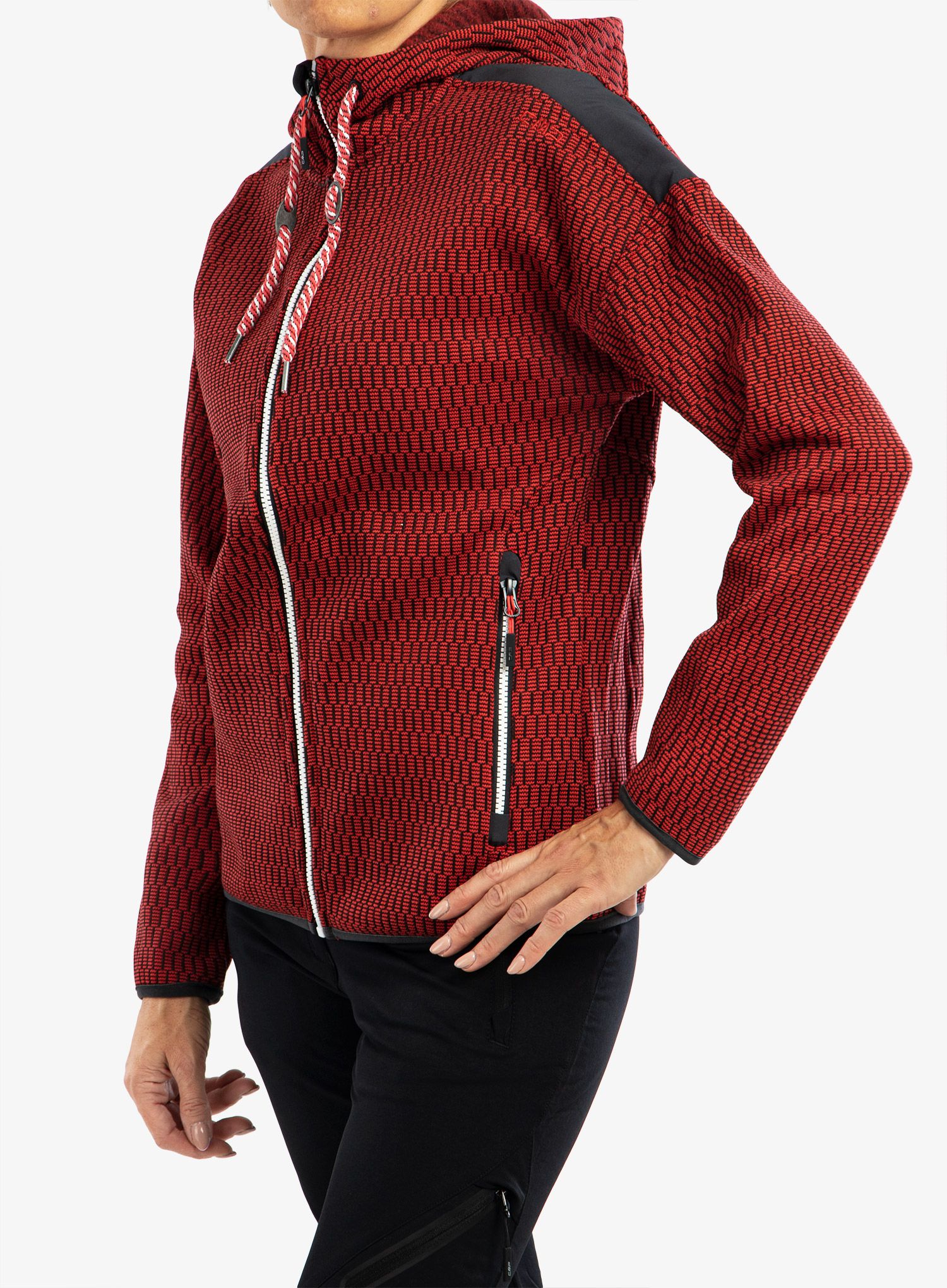 Ženska jakna od flisa CMP Lucy Jacket Fix Hood - campari/antracite