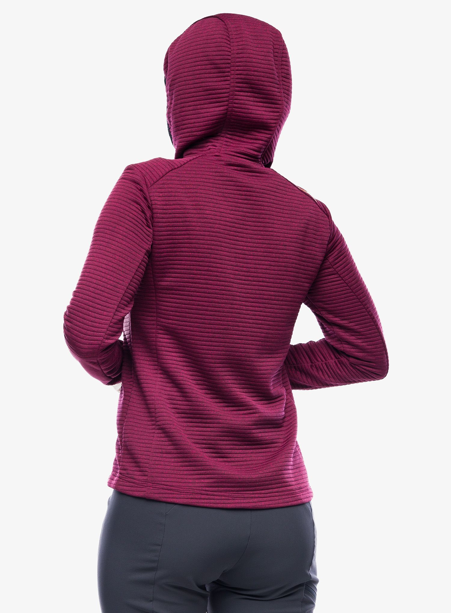 Ženska dukserica CMP Madison Fix Hood Jacket Striped Jaquard - goji melange