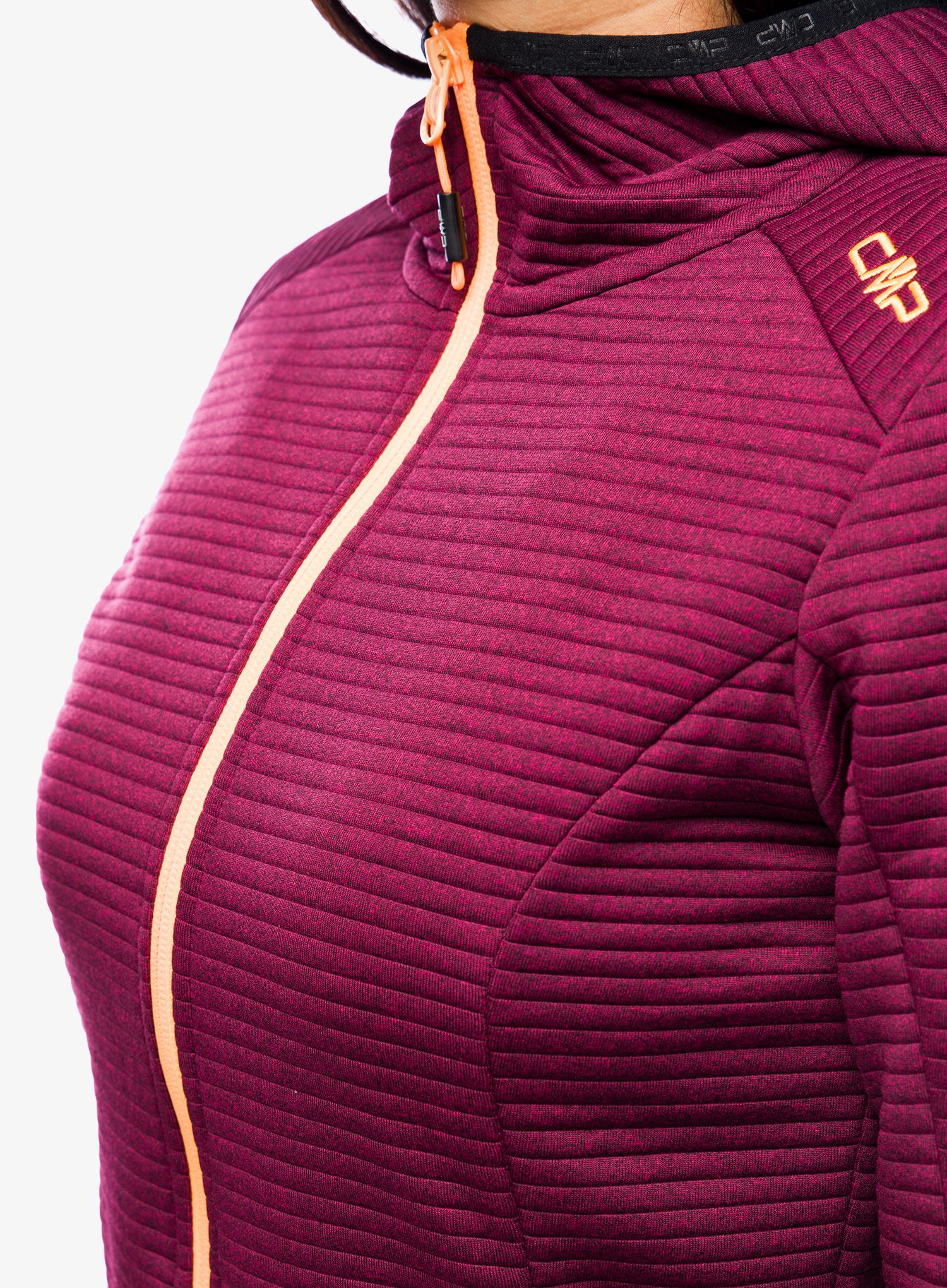 Ženska dukserica CMP Madison Fix Hood Jacket Striped Jaquard - goji melange
